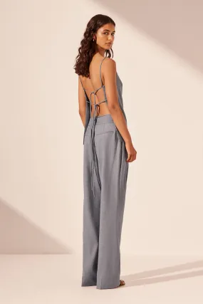 ASHER OPEN TIE BACK TOP - STEEL GREY