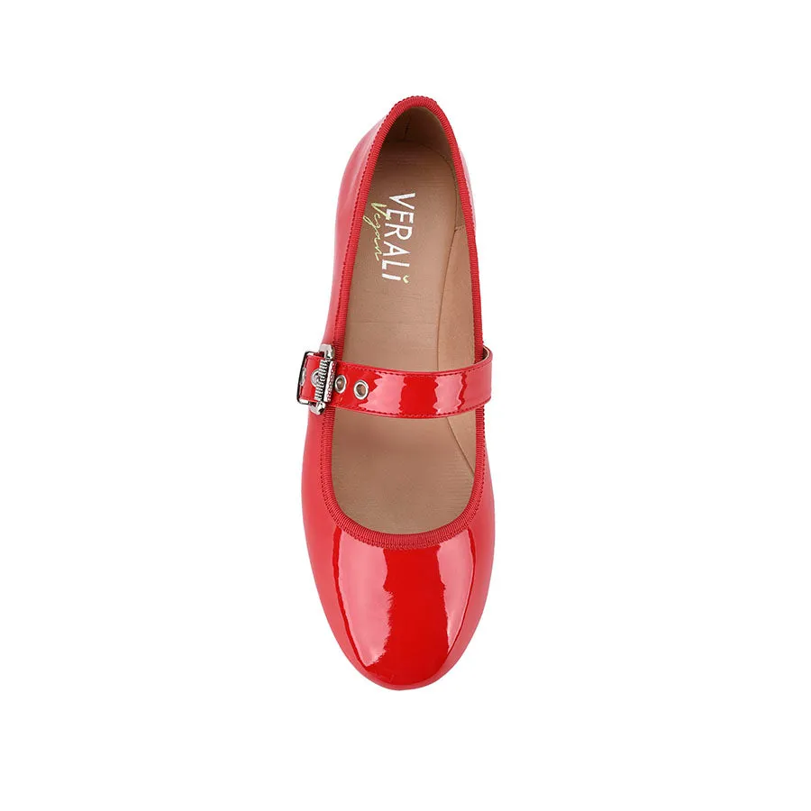 Banks Buckled Mary-Jane Flats - Red Patent