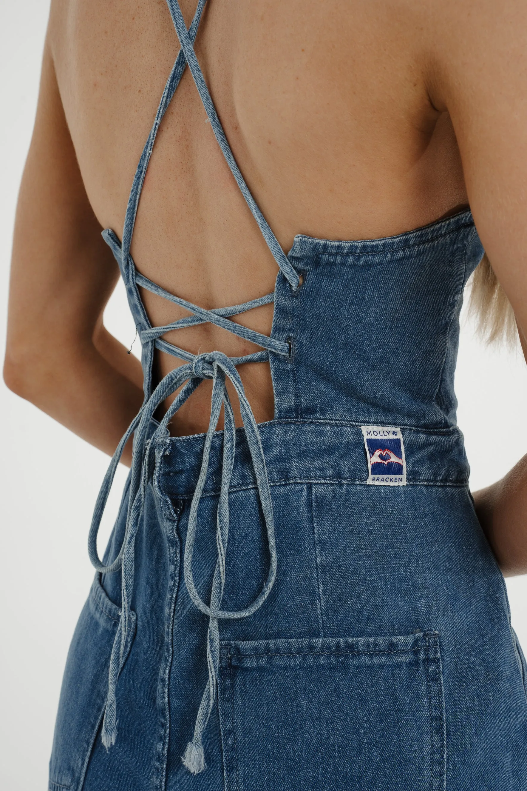 Becca Denim Jumpsuit In Dark Wash