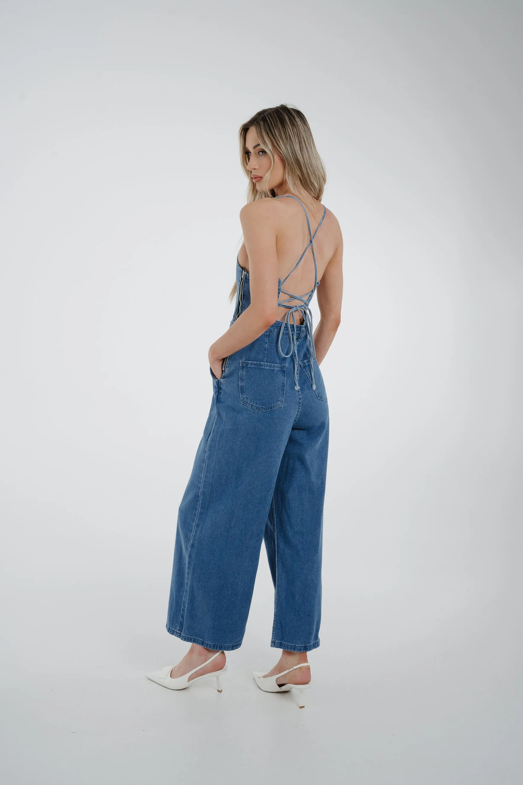 Becca Denim Jumpsuit In Dark Wash