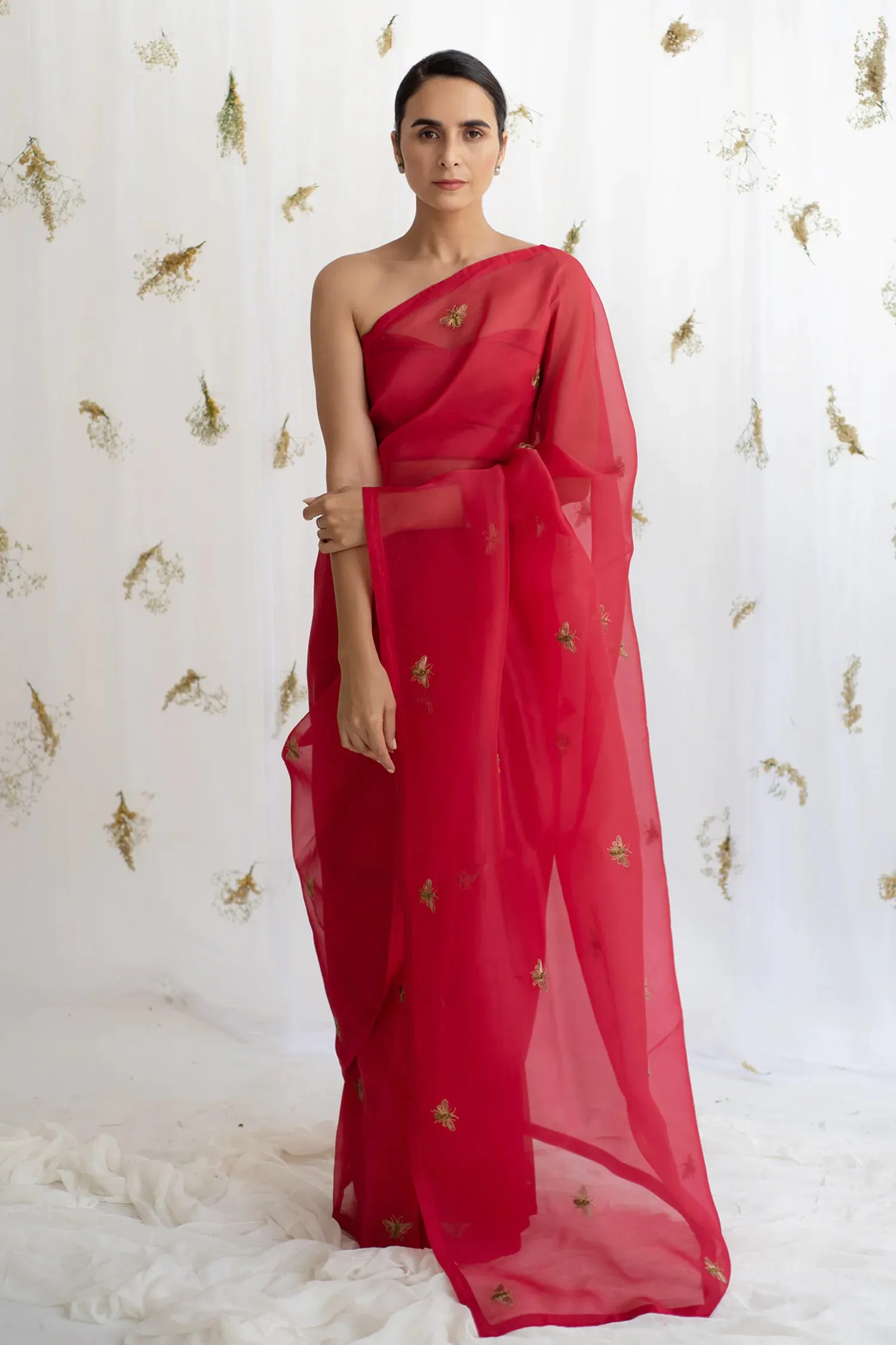 Bee Zardosi Saree - Rosso Red