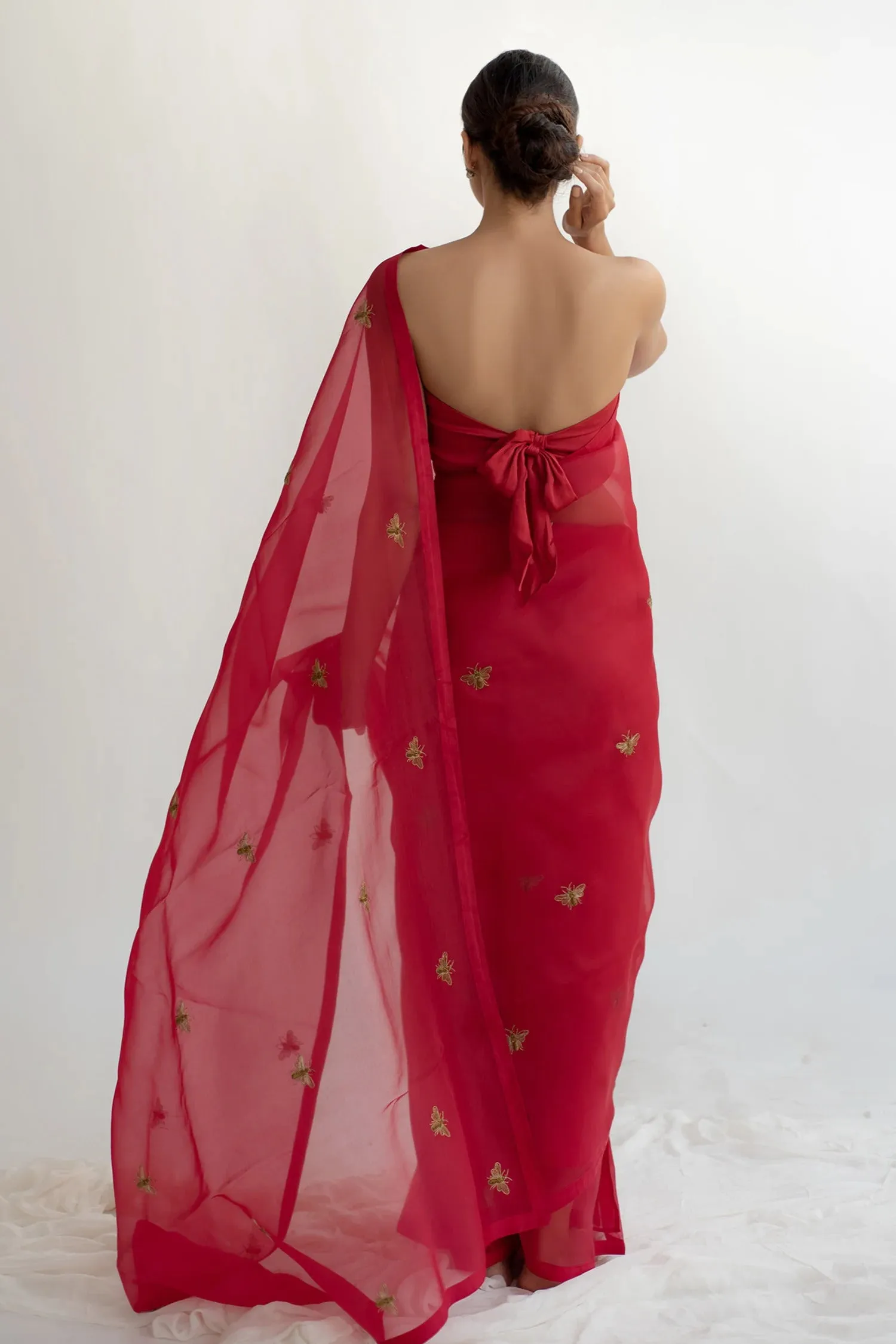 Bee Zardosi Saree - Rosso Red