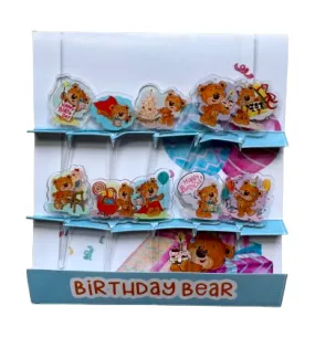 Birthday Bear Acrylic Food Picks