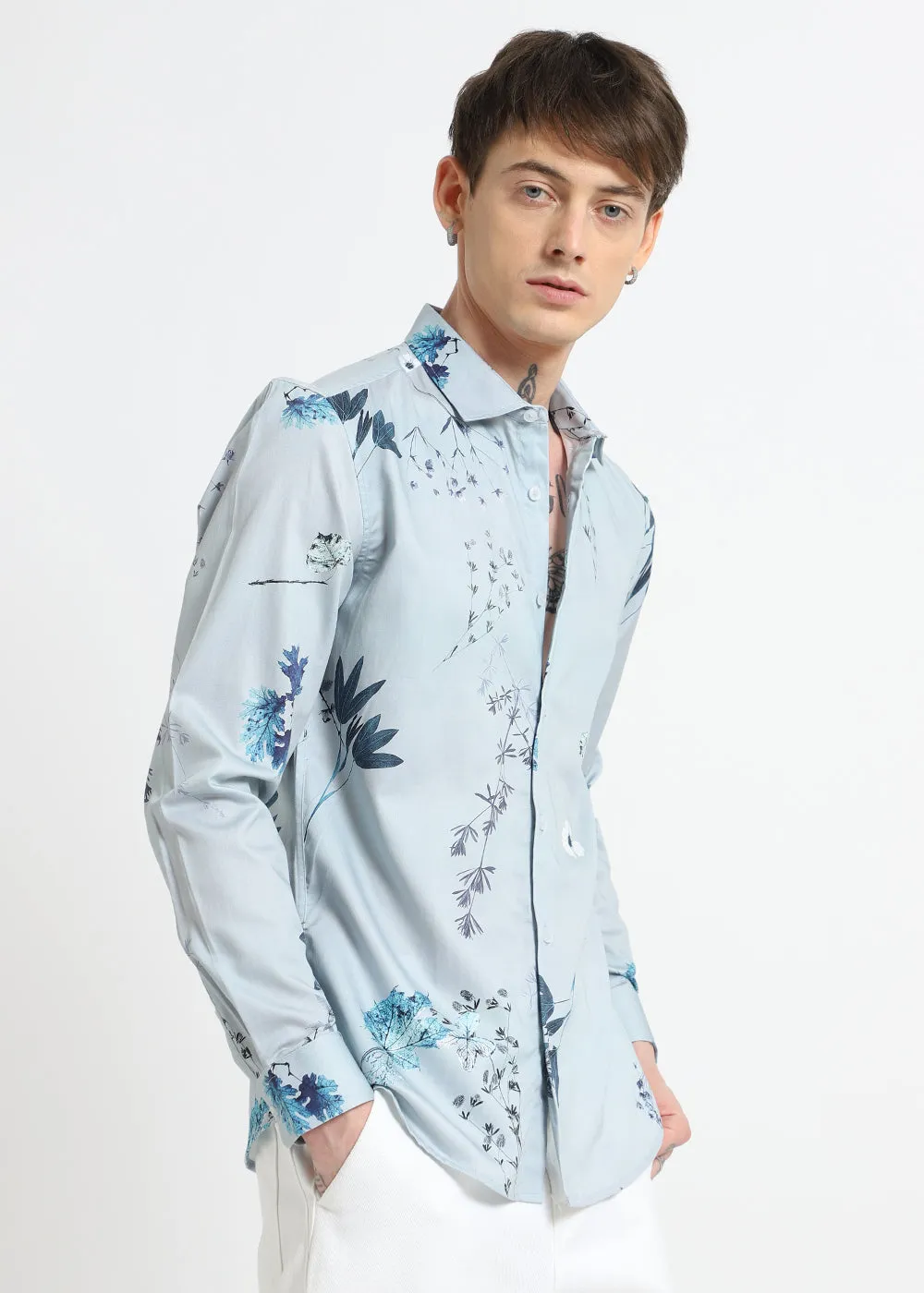 Blue Tropical Printed shirt