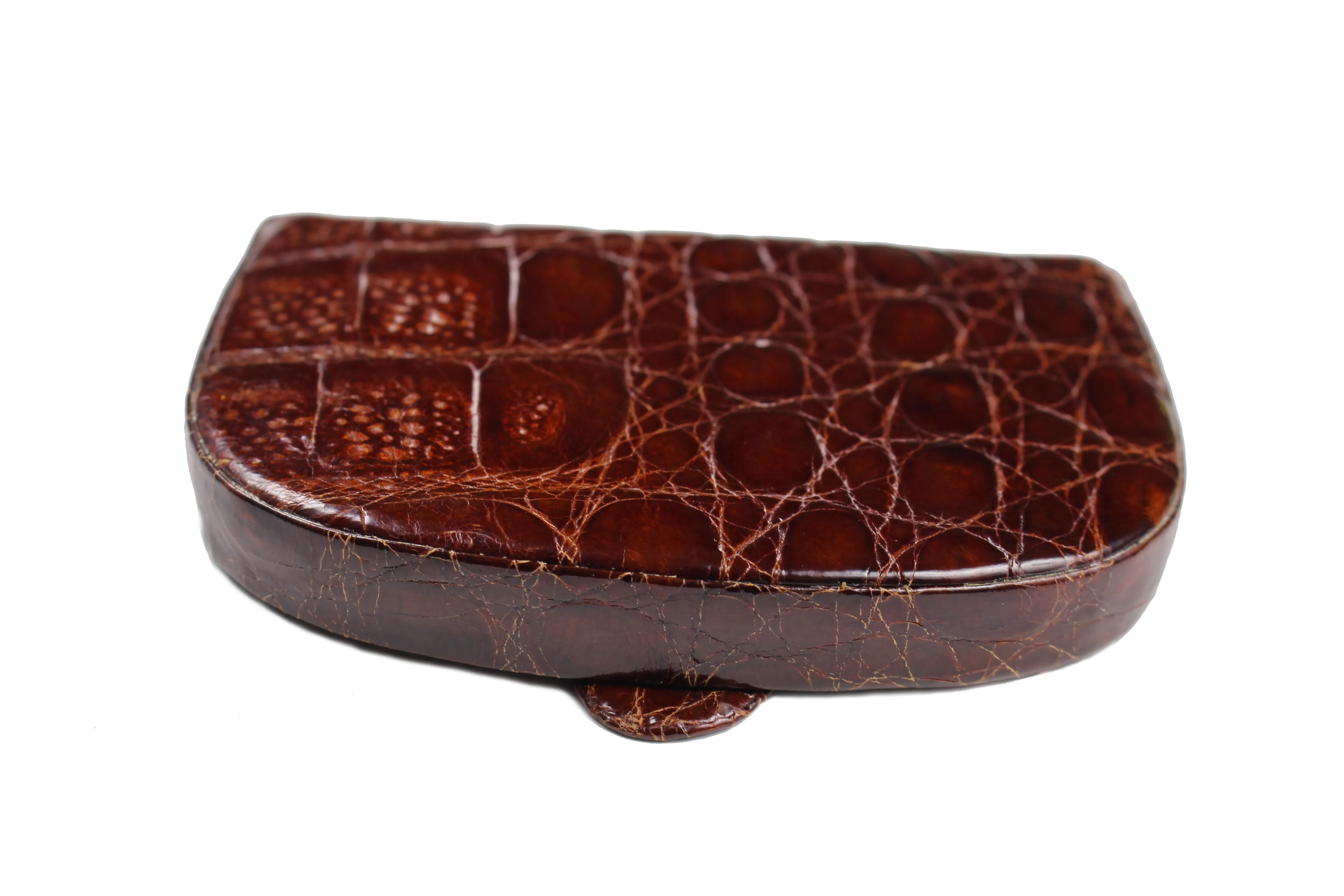 Brown crocodile skin change purse