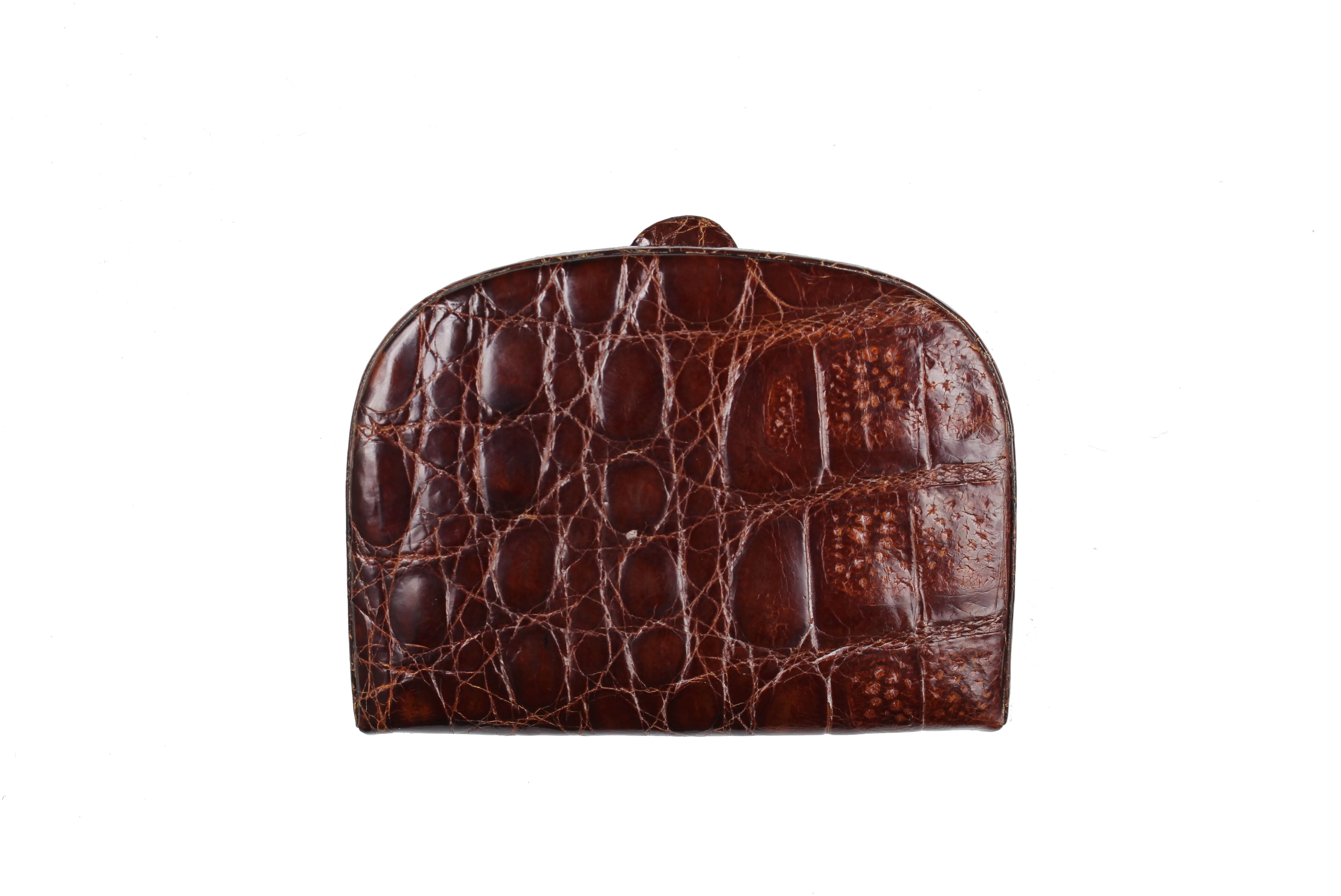 Brown crocodile skin change purse