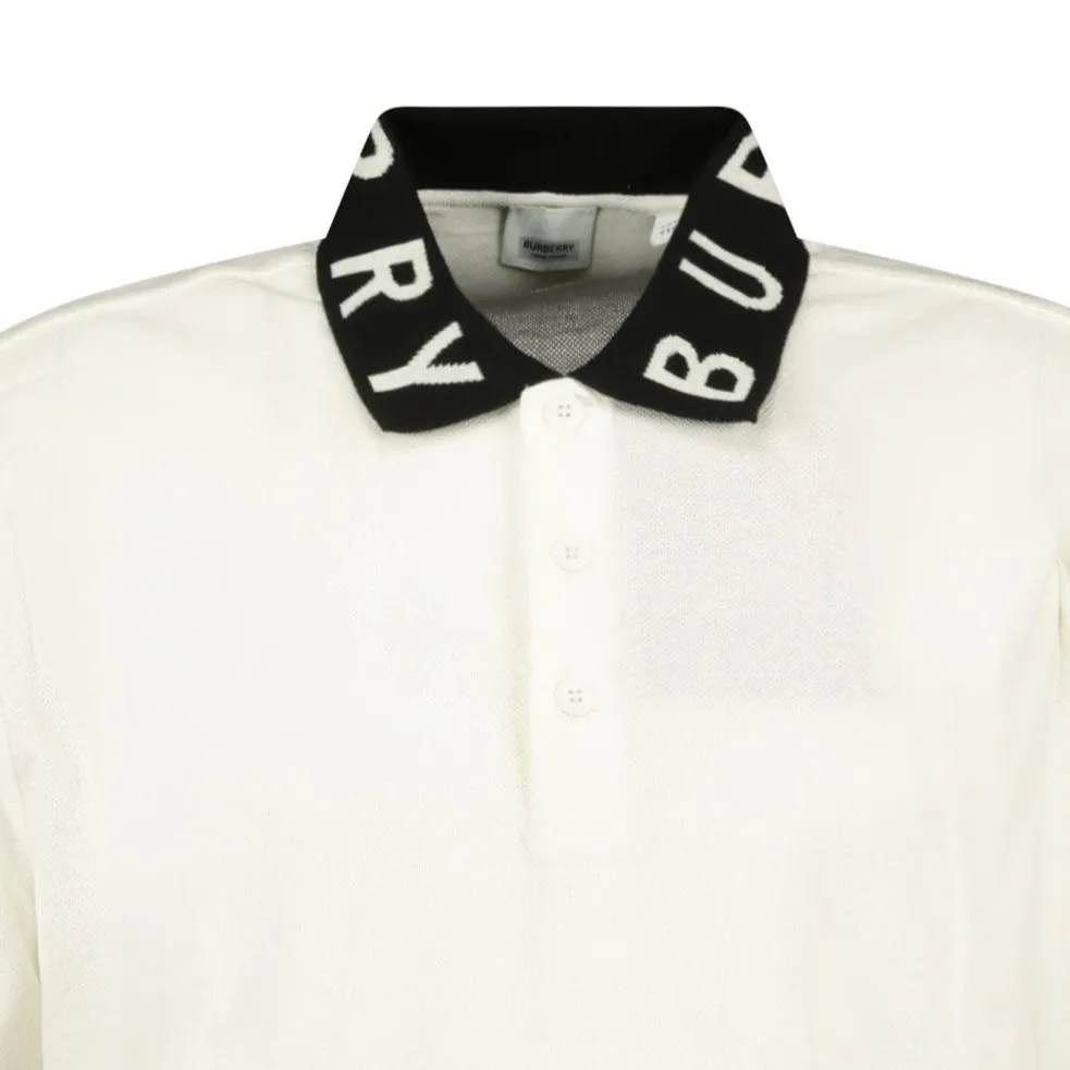 BURBERRYCollar Logo Polo T-Shirt White & Black