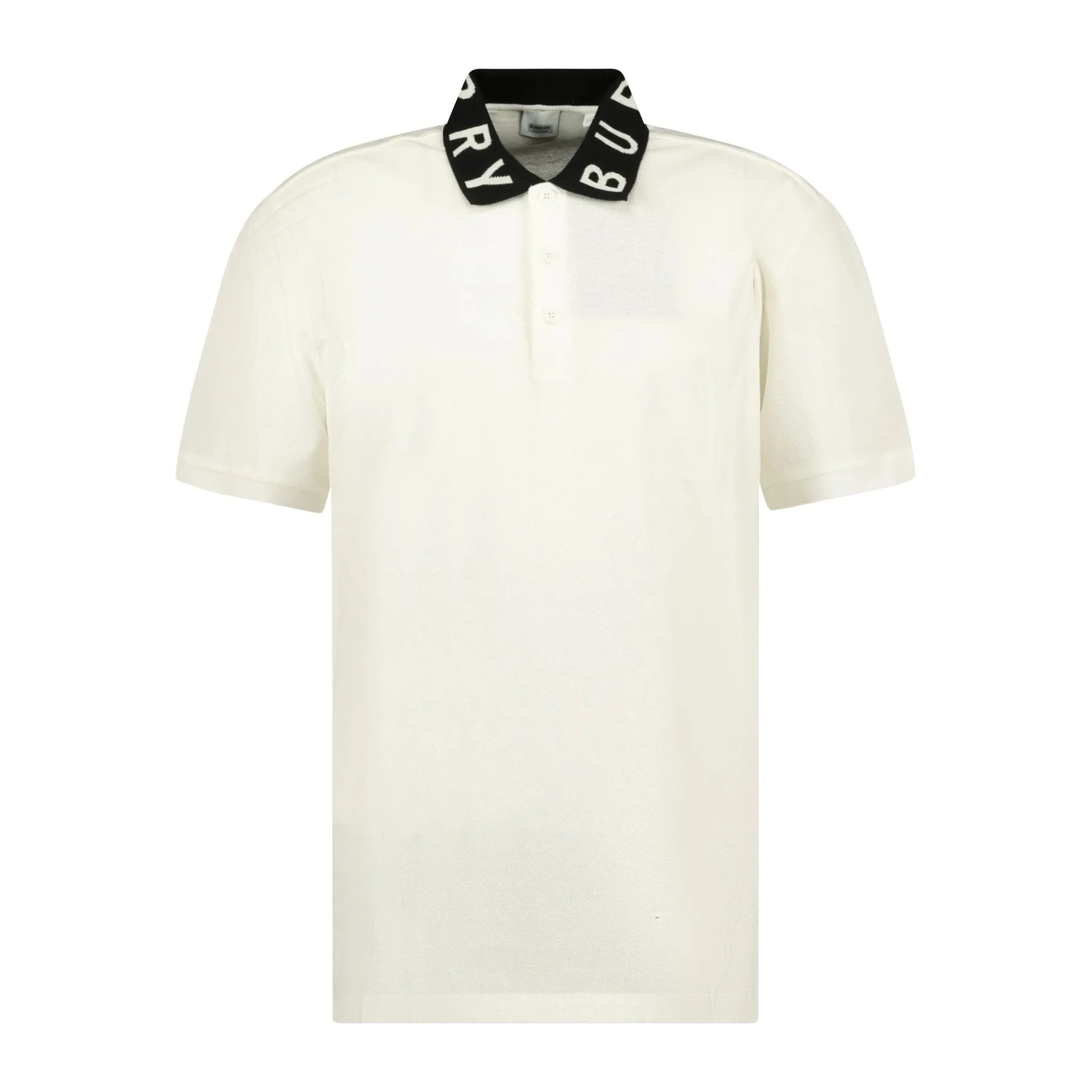 BURBERRYCollar Logo Polo T-Shirt White & Black