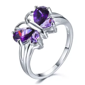 Butterfly Amethyst Birthstone Ring