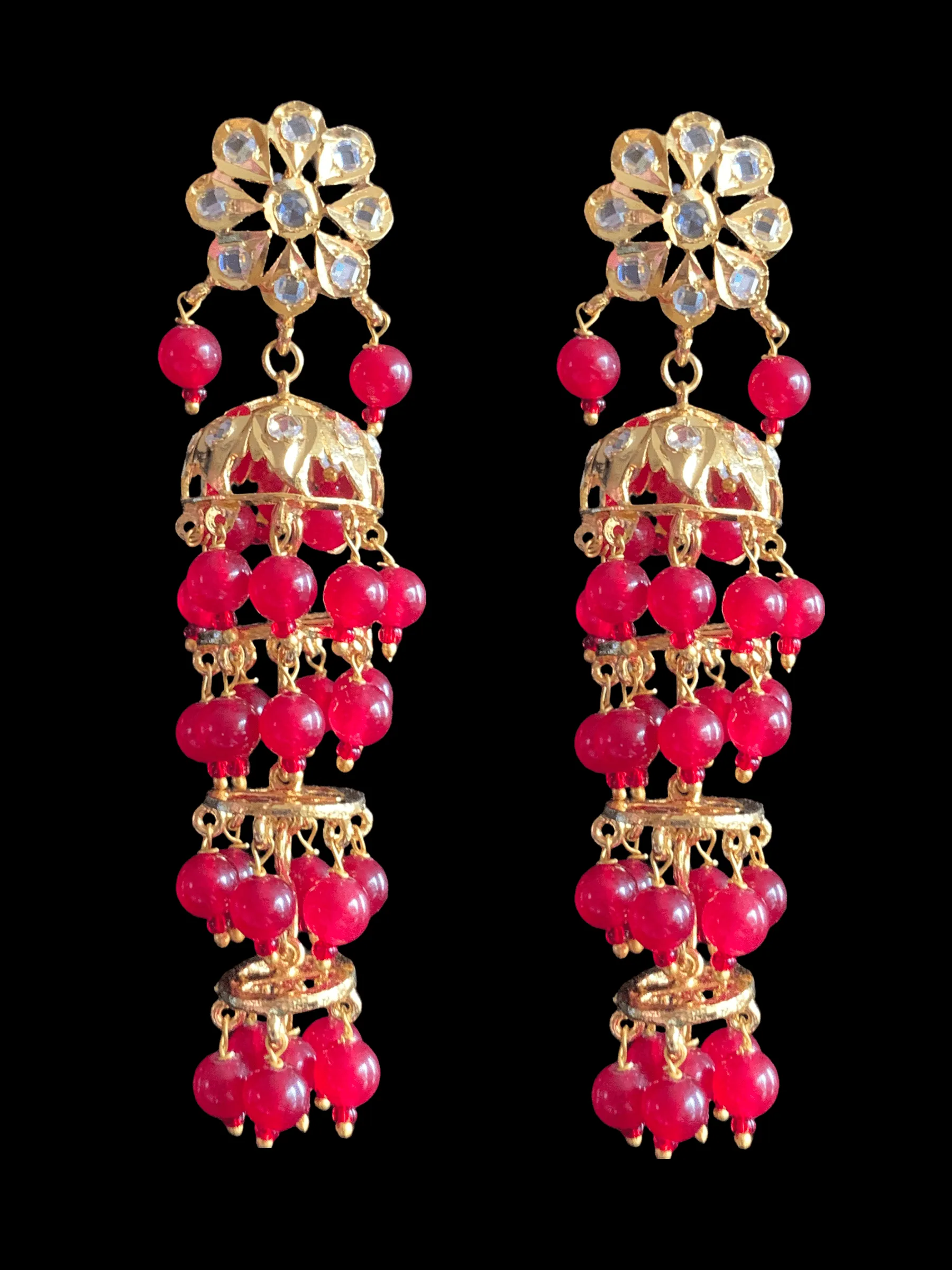 C115 Noor choker set in ruby  with golden pearls ( READY TO SHIP)