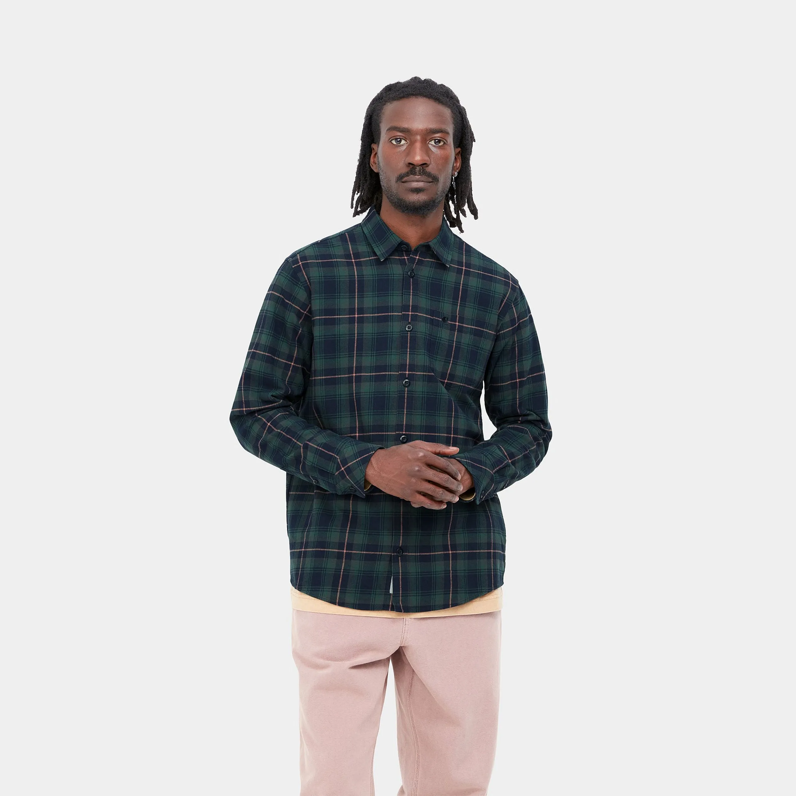 Carhartt Lermond Shirt Check Juniper / Dark Navy