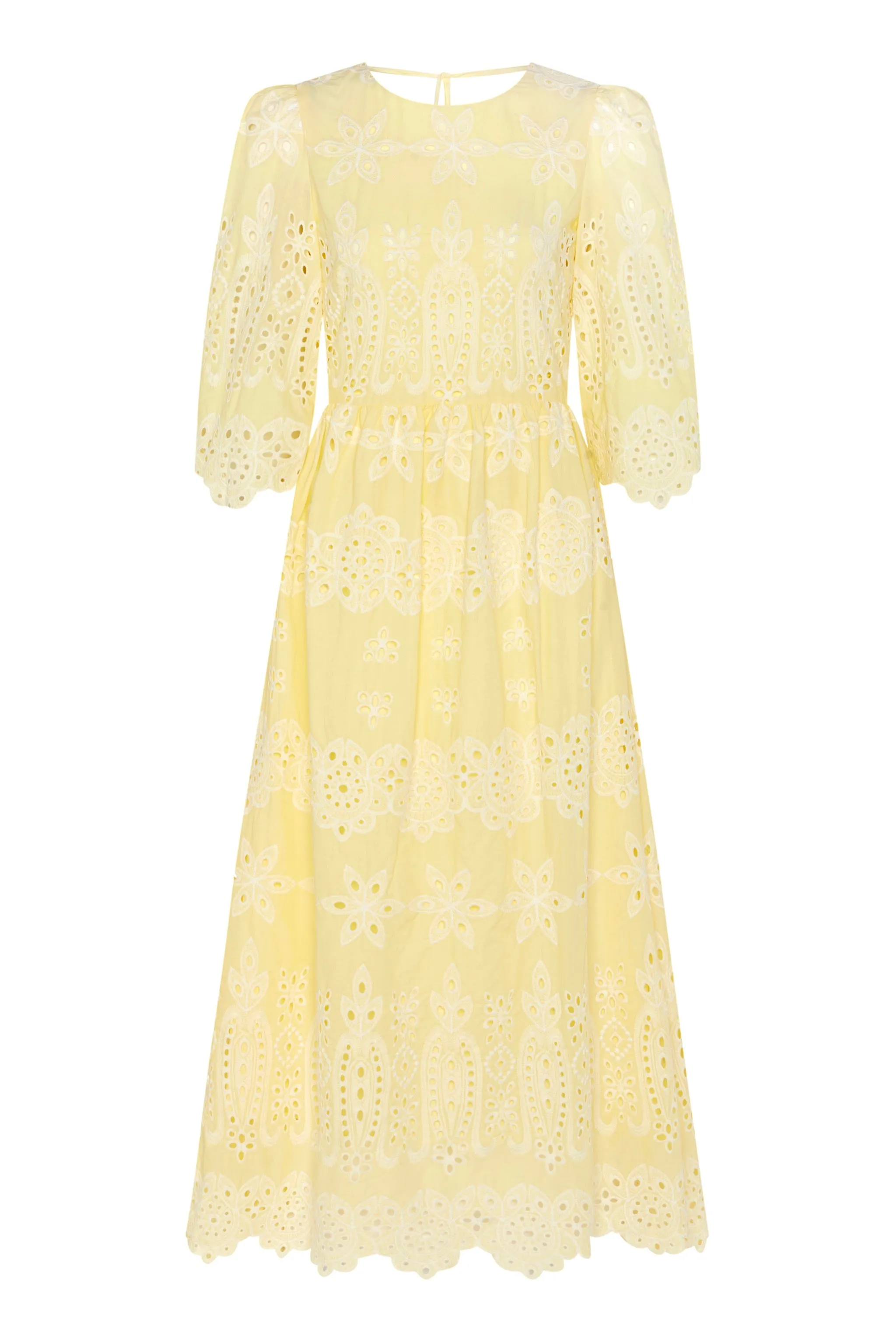 Carla Broderie Anglaise Midi Dress - Yellow