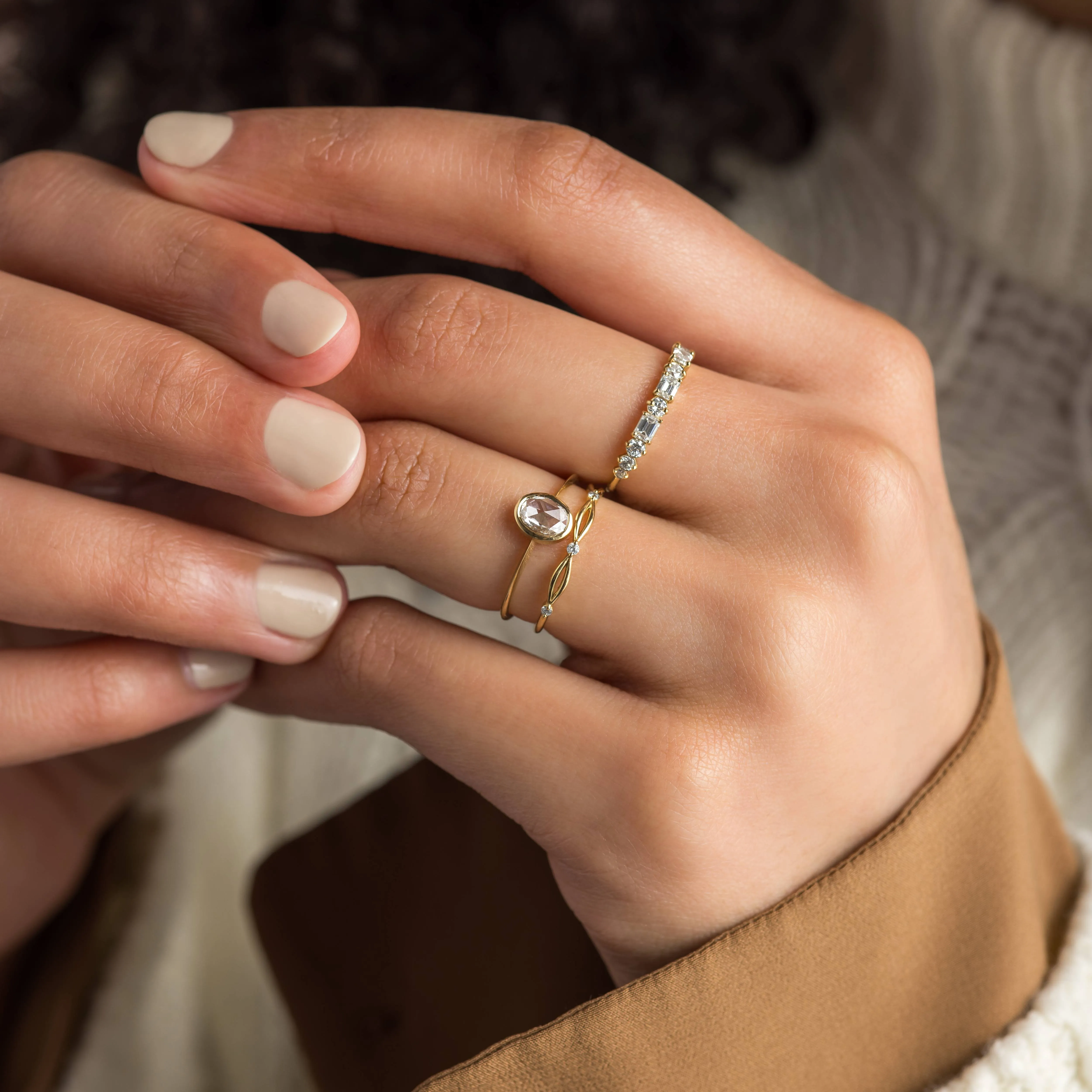 Cheval Ring, 0.46ct Oval Rose Cut