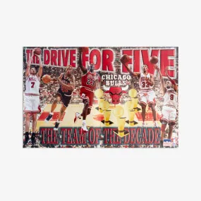 Chicago Bulls 'The Drive For Five' Vintage Poster