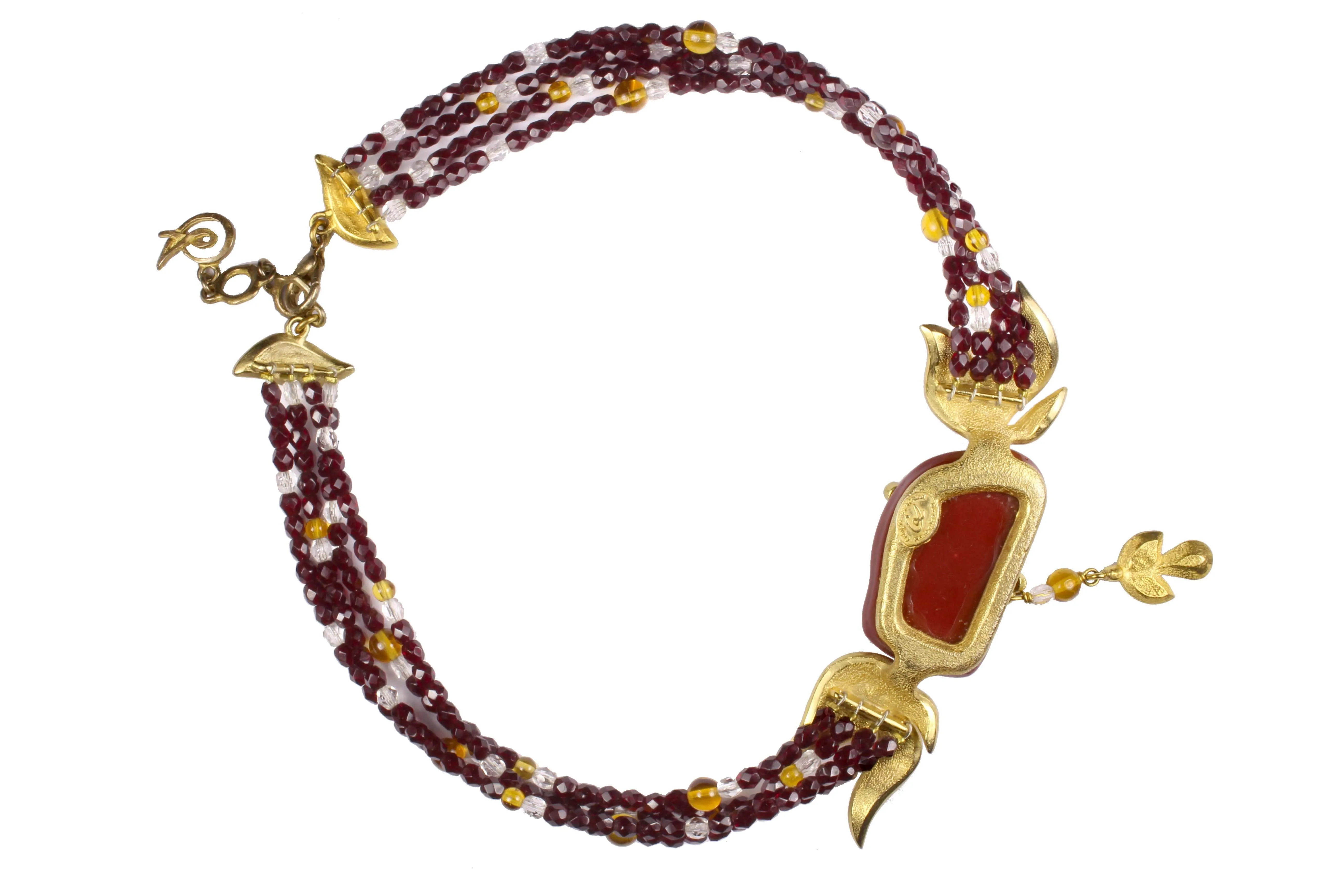 CHRISTIAN LACROIX reddish-brown stone necklace