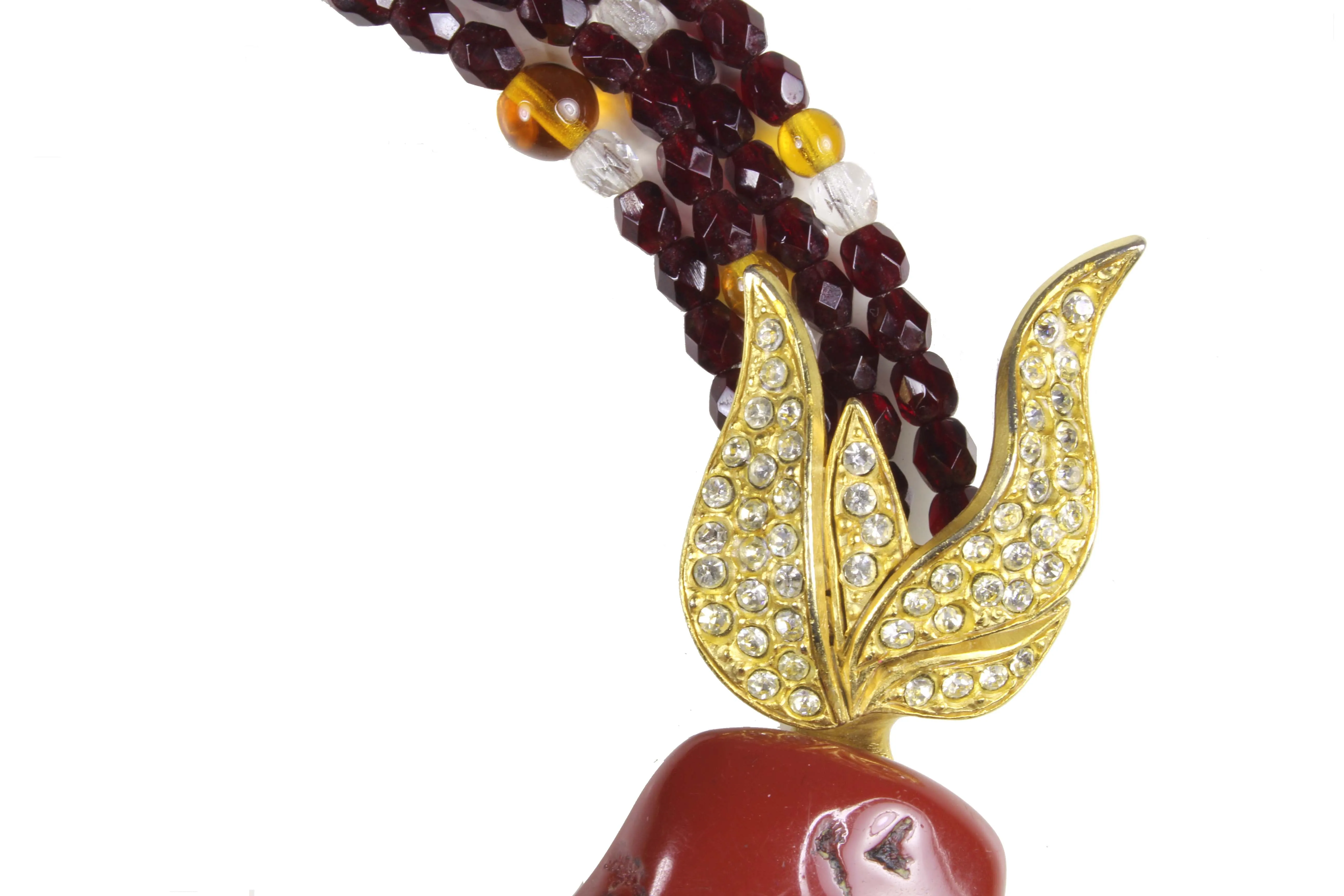 CHRISTIAN LACROIX reddish-brown stone necklace