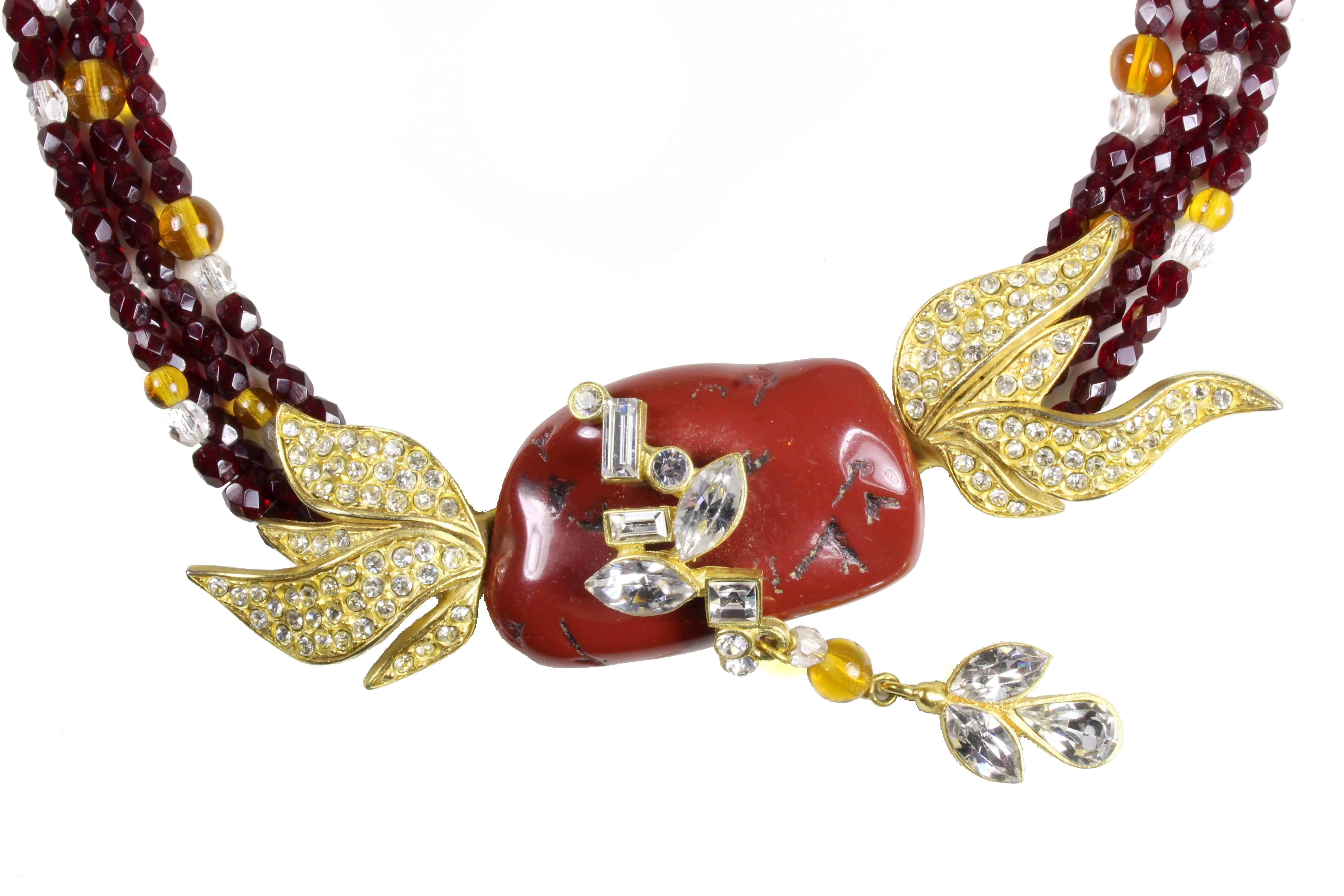 CHRISTIAN LACROIX reddish-brown stone necklace