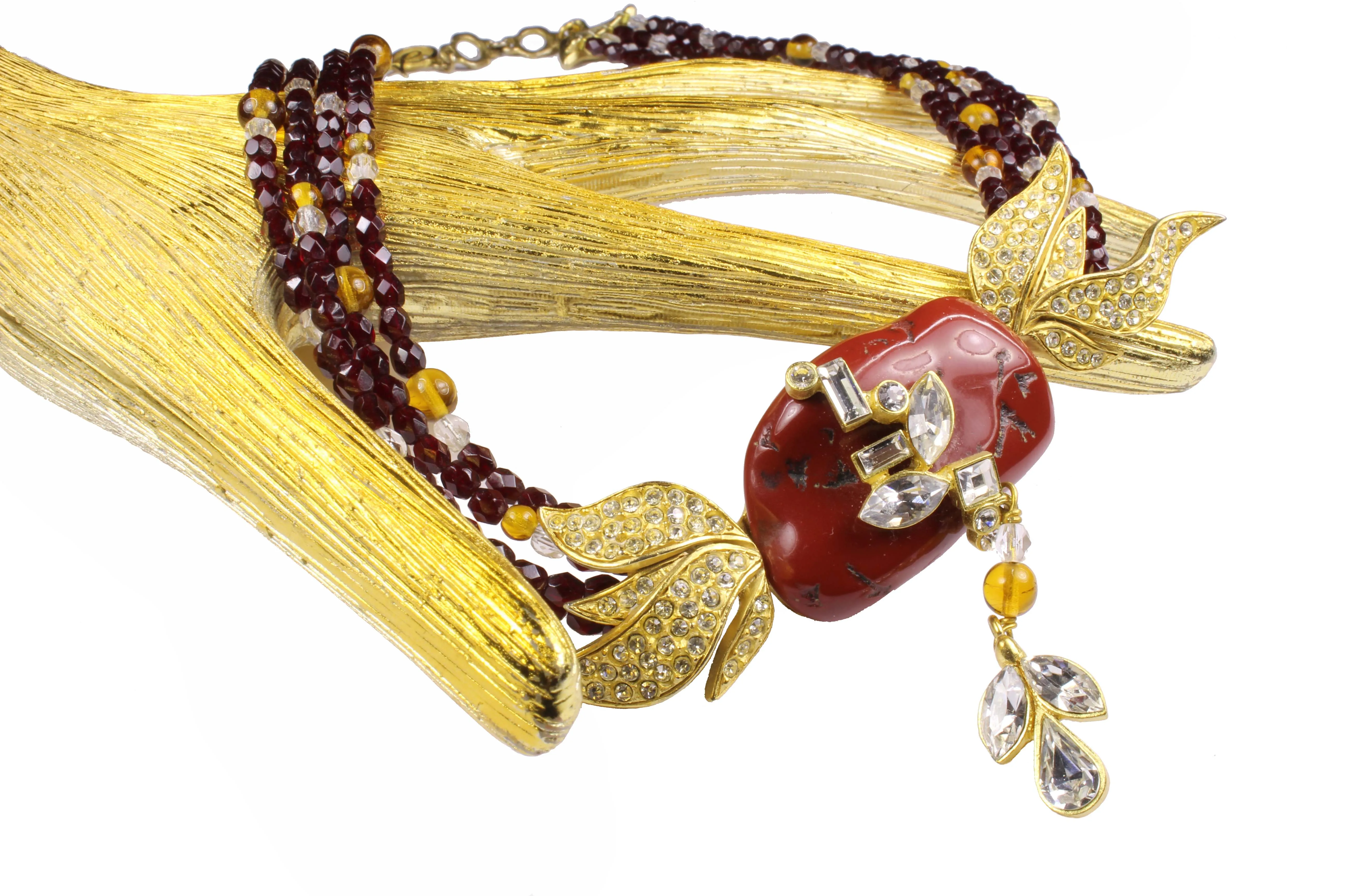 CHRISTIAN LACROIX reddish-brown stone necklace