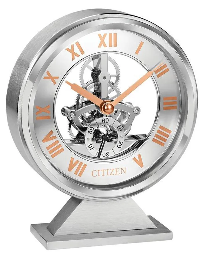 Citizen Decorative Silver-Tone Skeleton Clock - Rose Gold-Tone - Sub-Dial