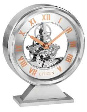 Citizen Decorative Silver-Tone Skeleton Clock - Rose Gold-Tone - Sub-Dial