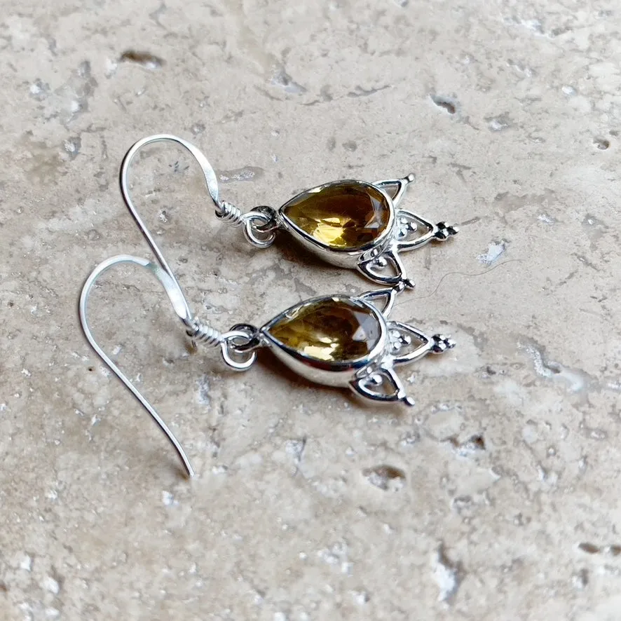 Citrine Teardrop Earrings - Mehindi