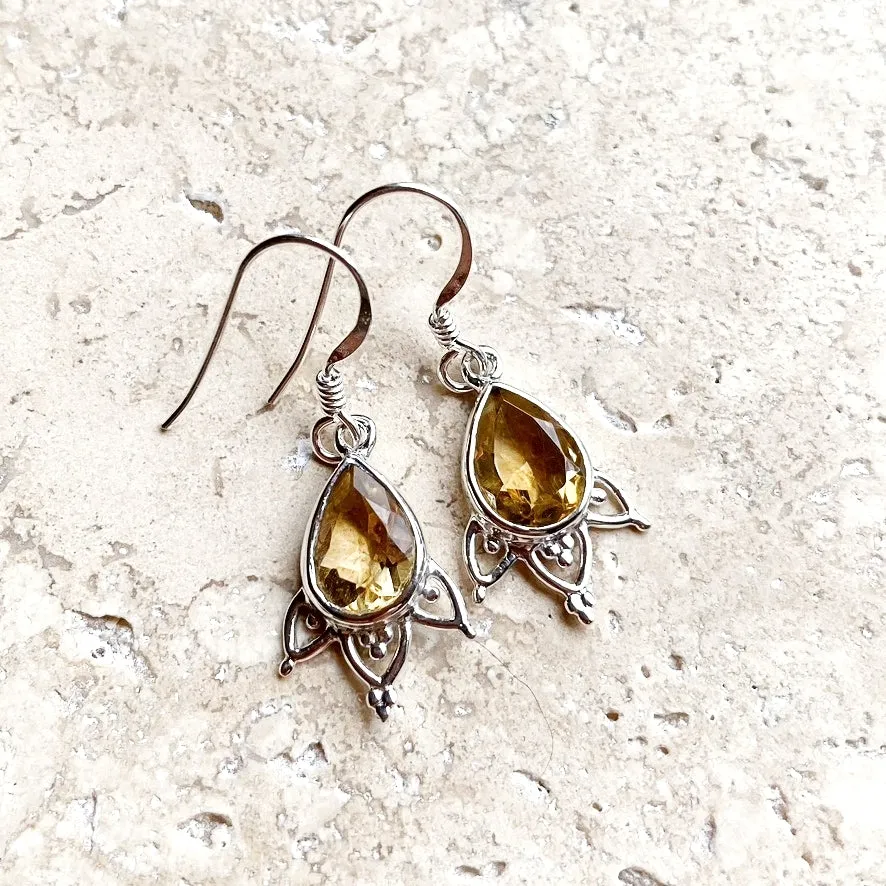 Citrine Teardrop Earrings - Mehindi