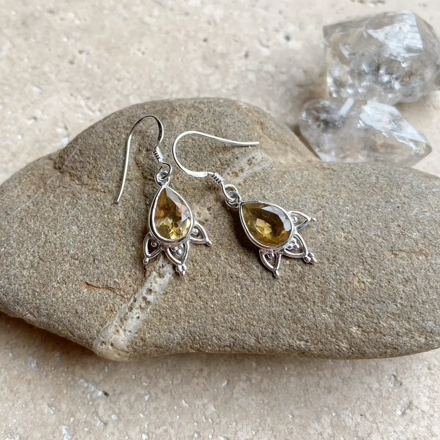 Citrine Teardrop Earrings - Mehindi