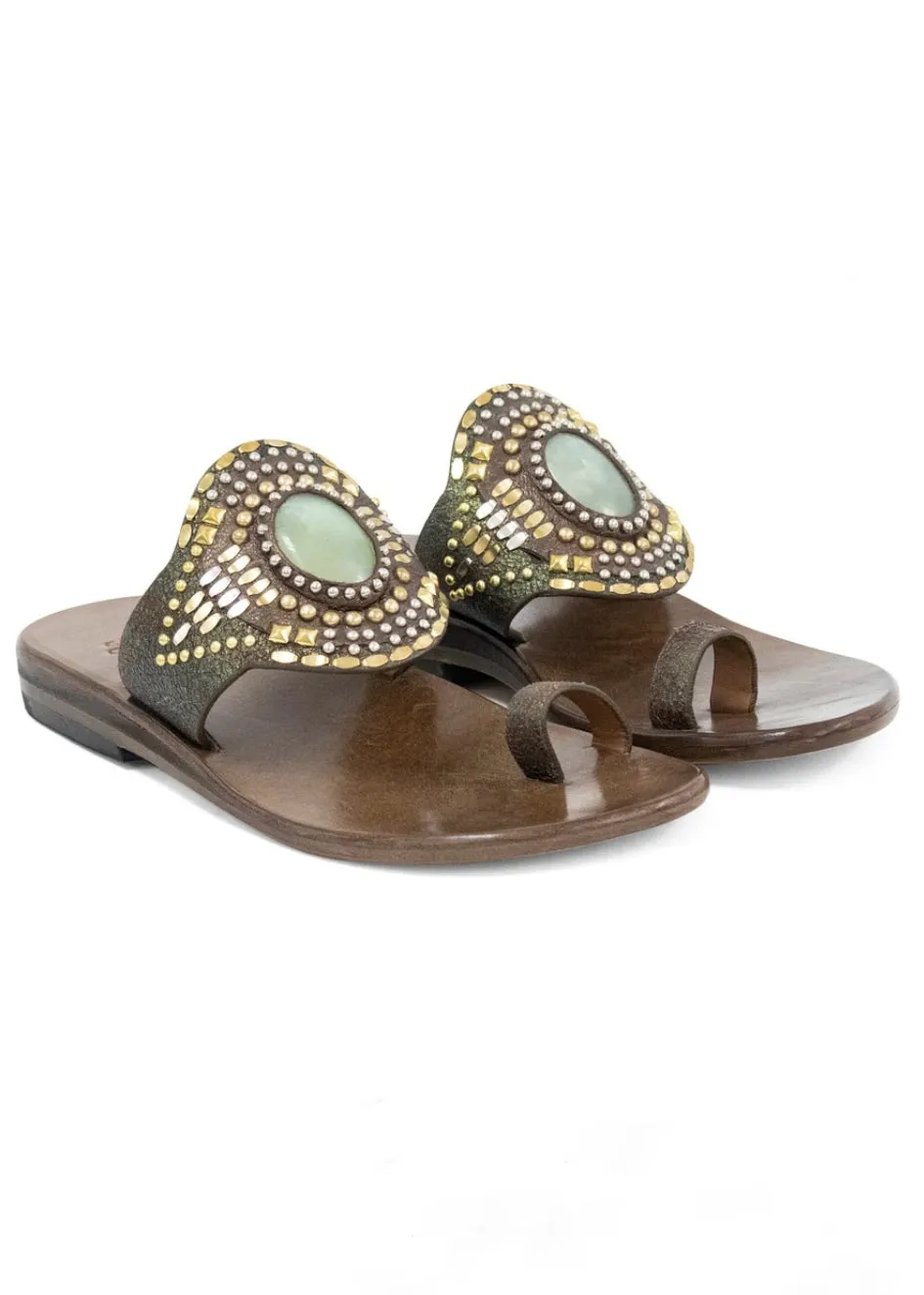 Colleen Cordero Rocal Semi Precious Jade Stone Sandal