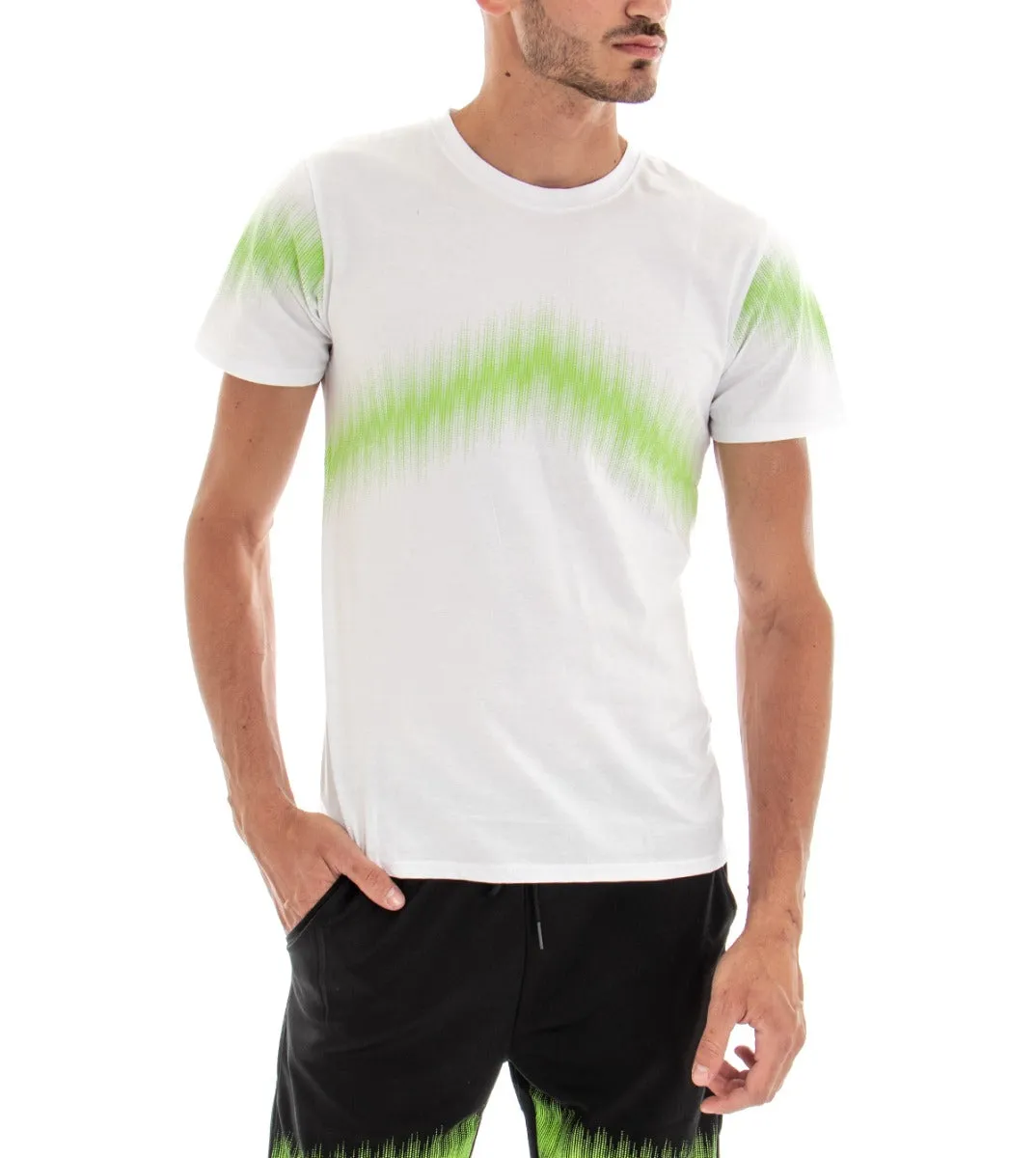 Completo Set Coordinato Uomo Completino T-Shirt Bermuda Bianco GIOSAL-OU1603A