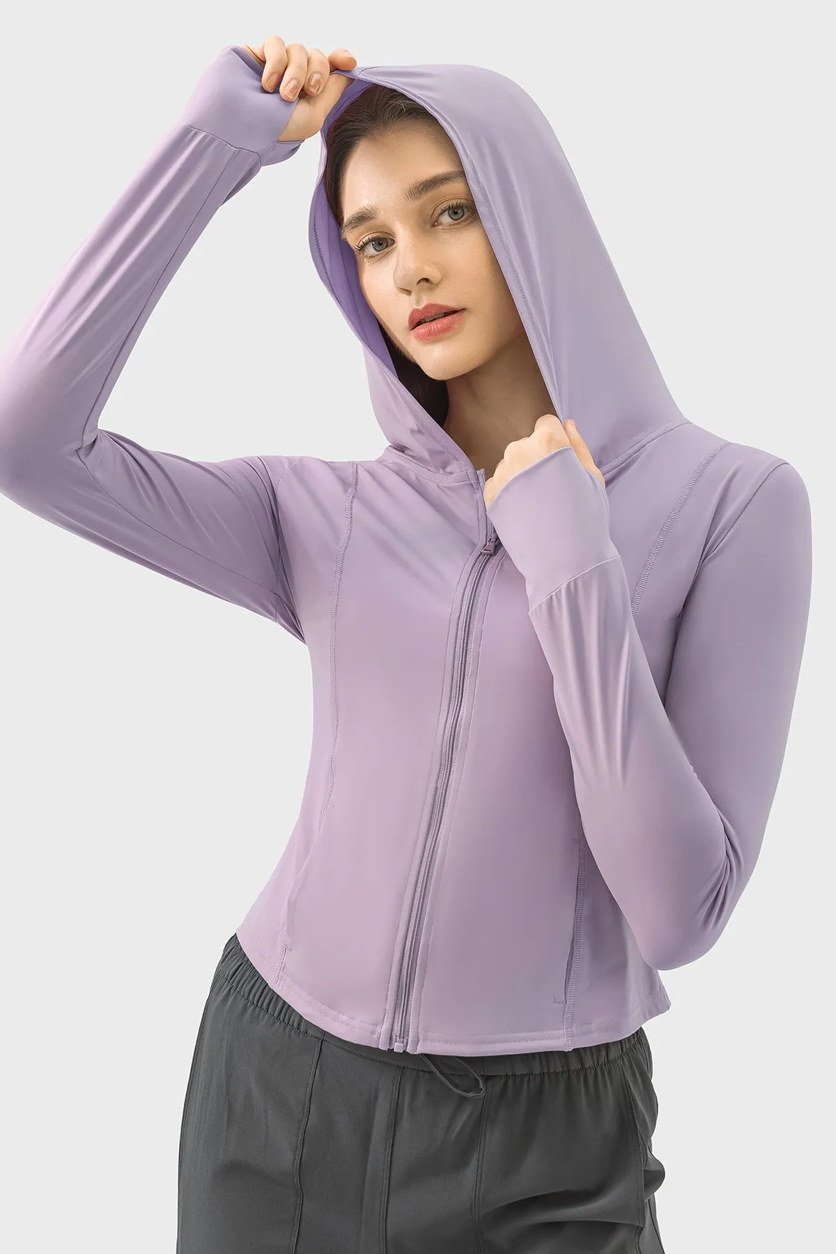 Cooling Breathable High-Stretch Slim-Fit Hooded Jacket UPF50 