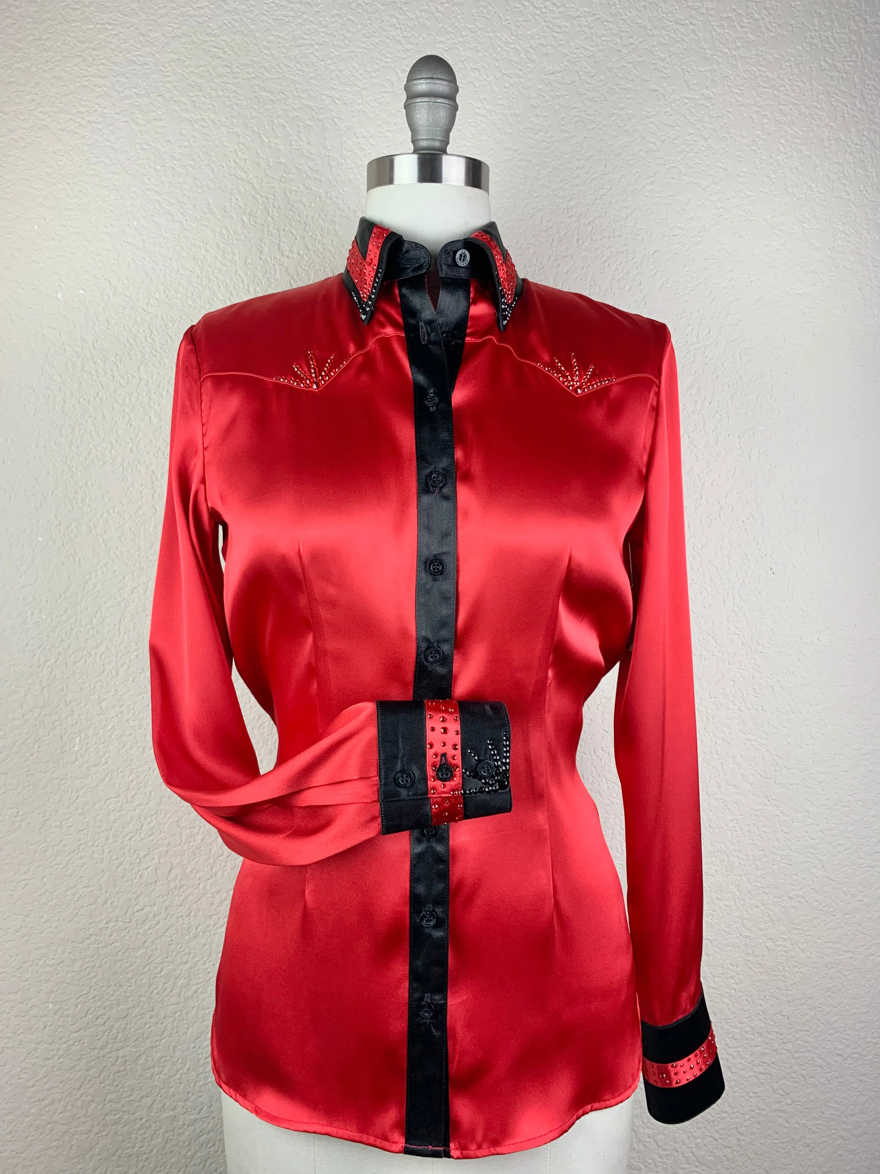 CR Special Bright Red with Black Bold Stripe Satin