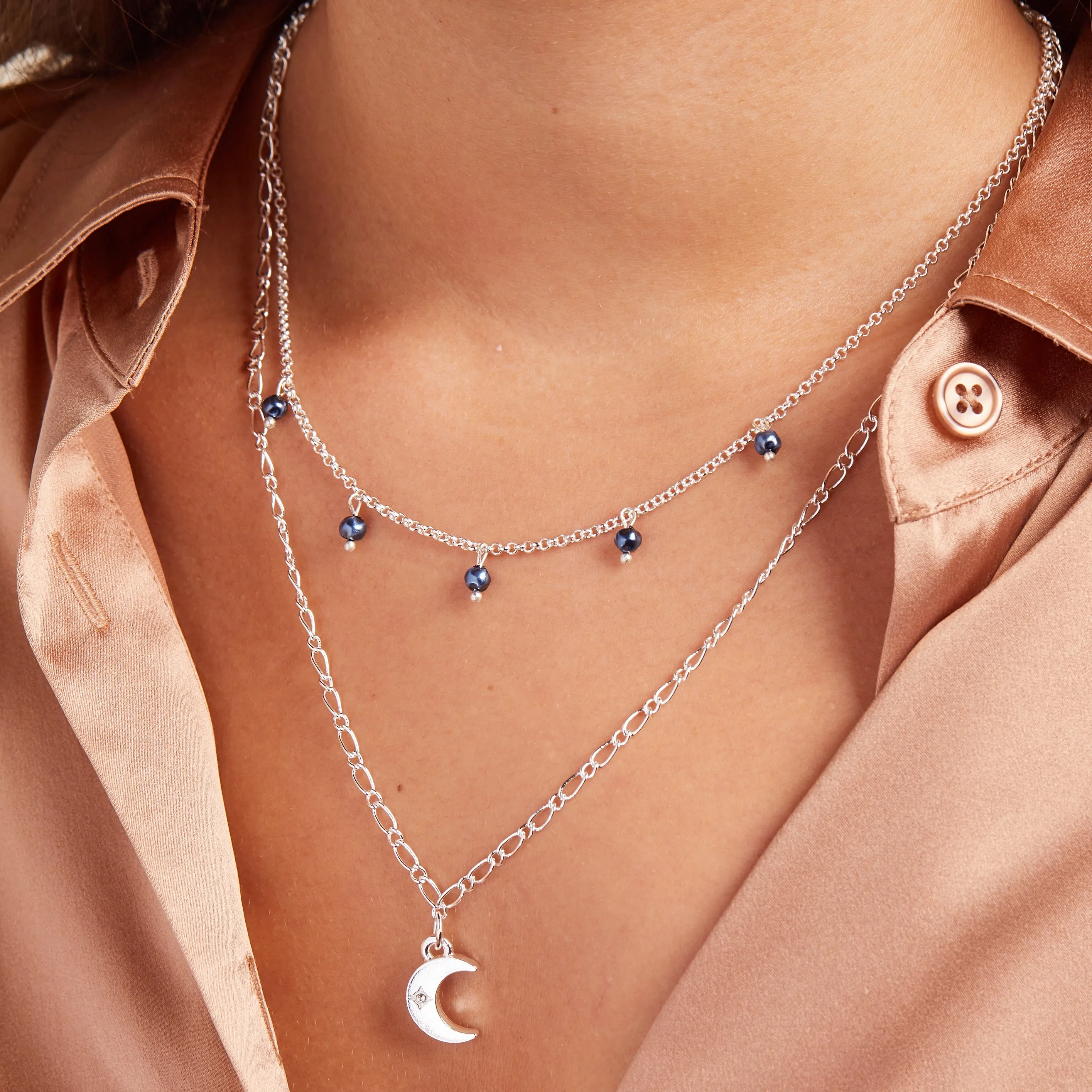 Crescent Moon Layered Necklace