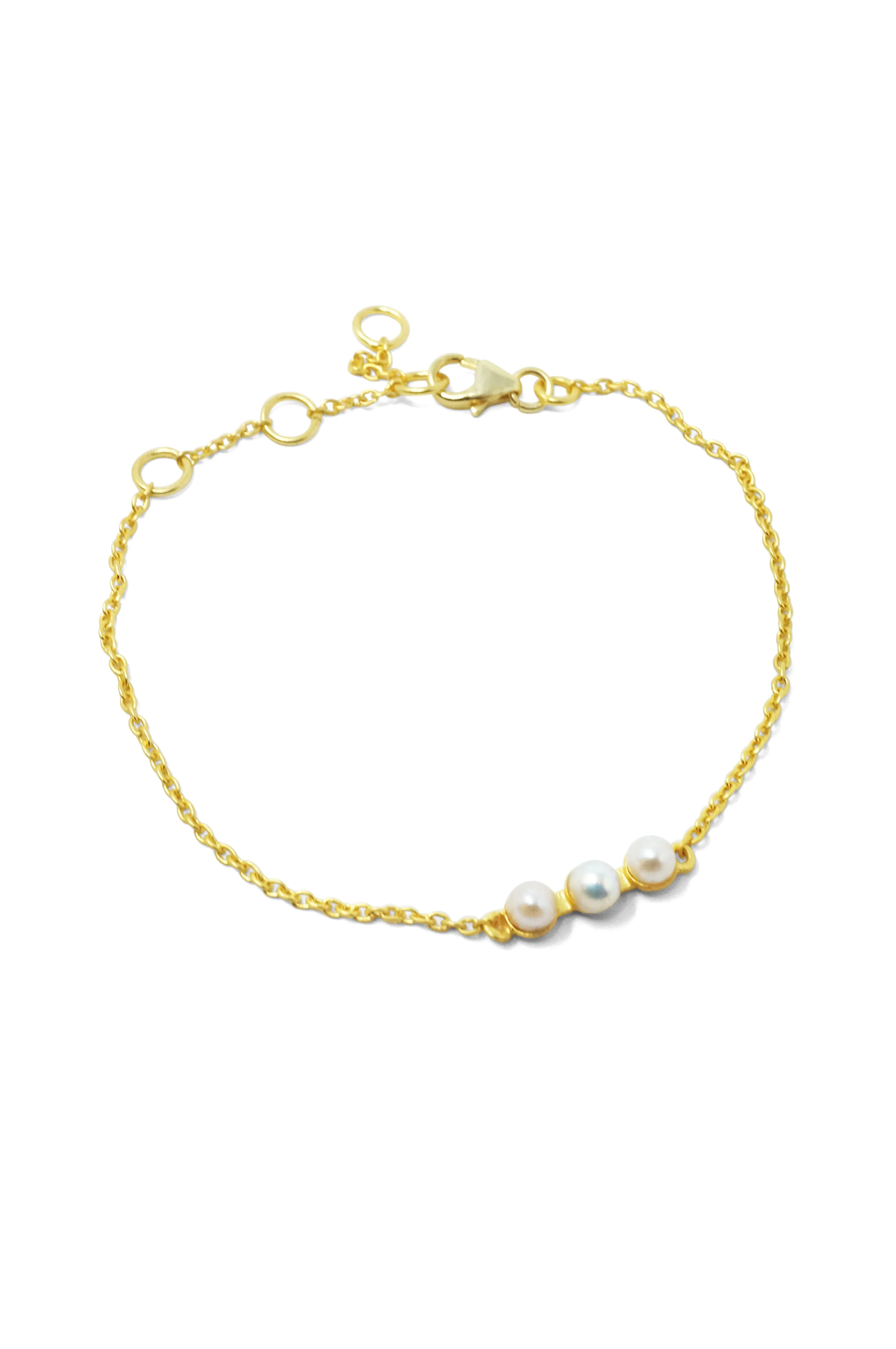 Dainty Pearl Station Sterling Silver Chain Bracelet