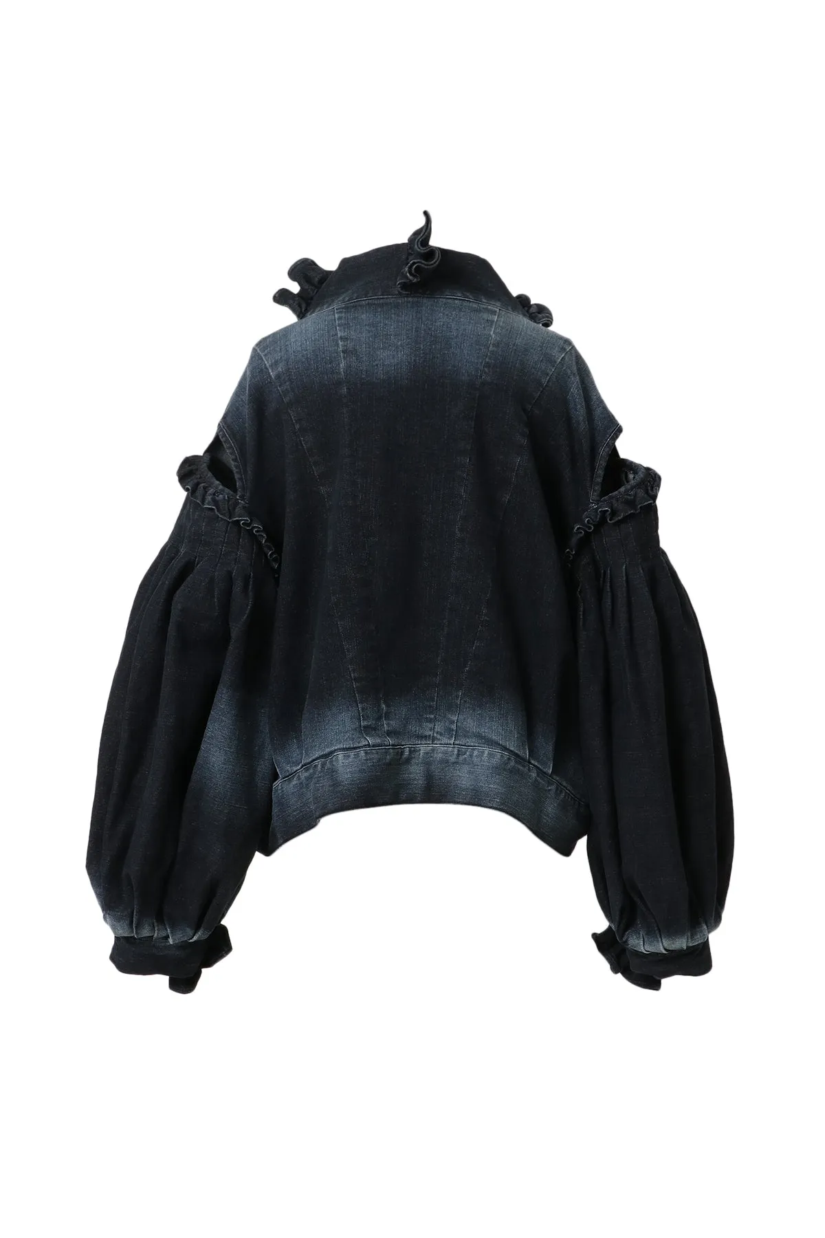 Denim Ruffled Blouson / Black