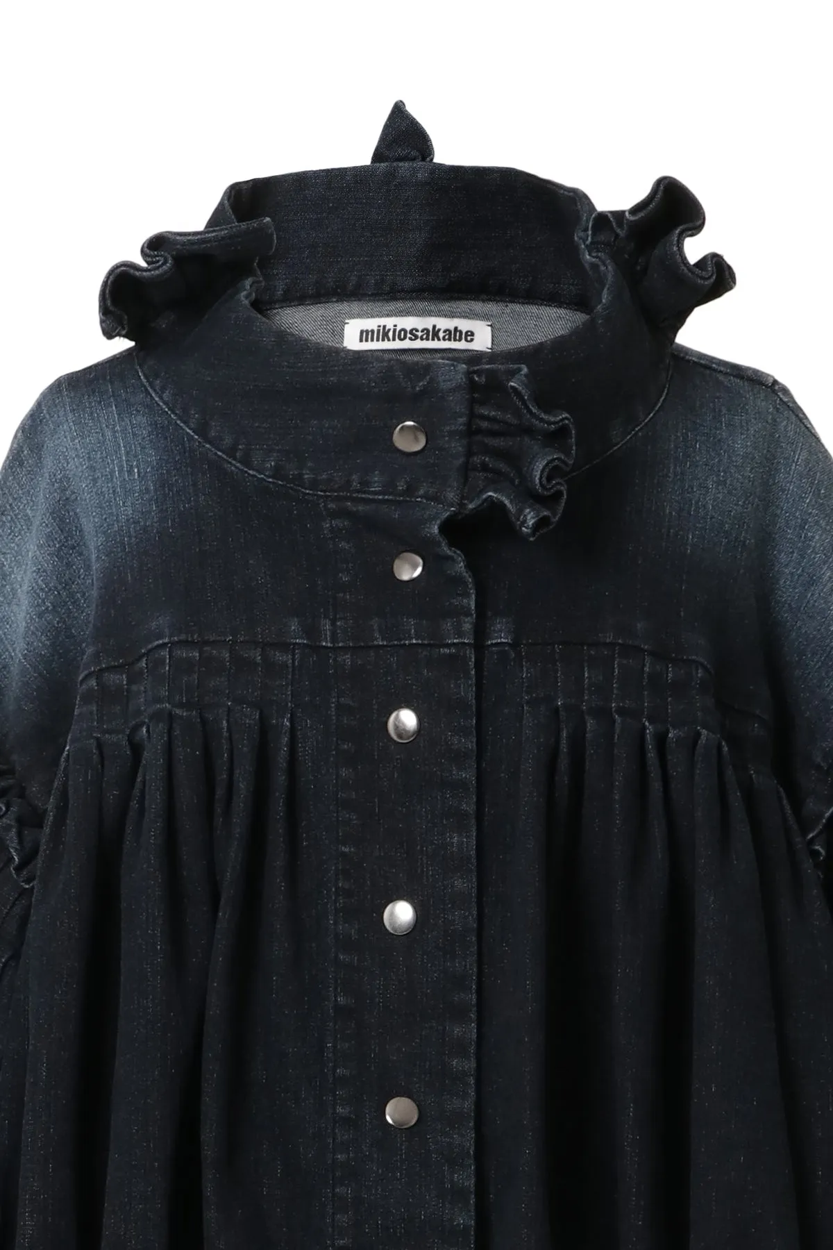 Denim Ruffled Blouson / Black