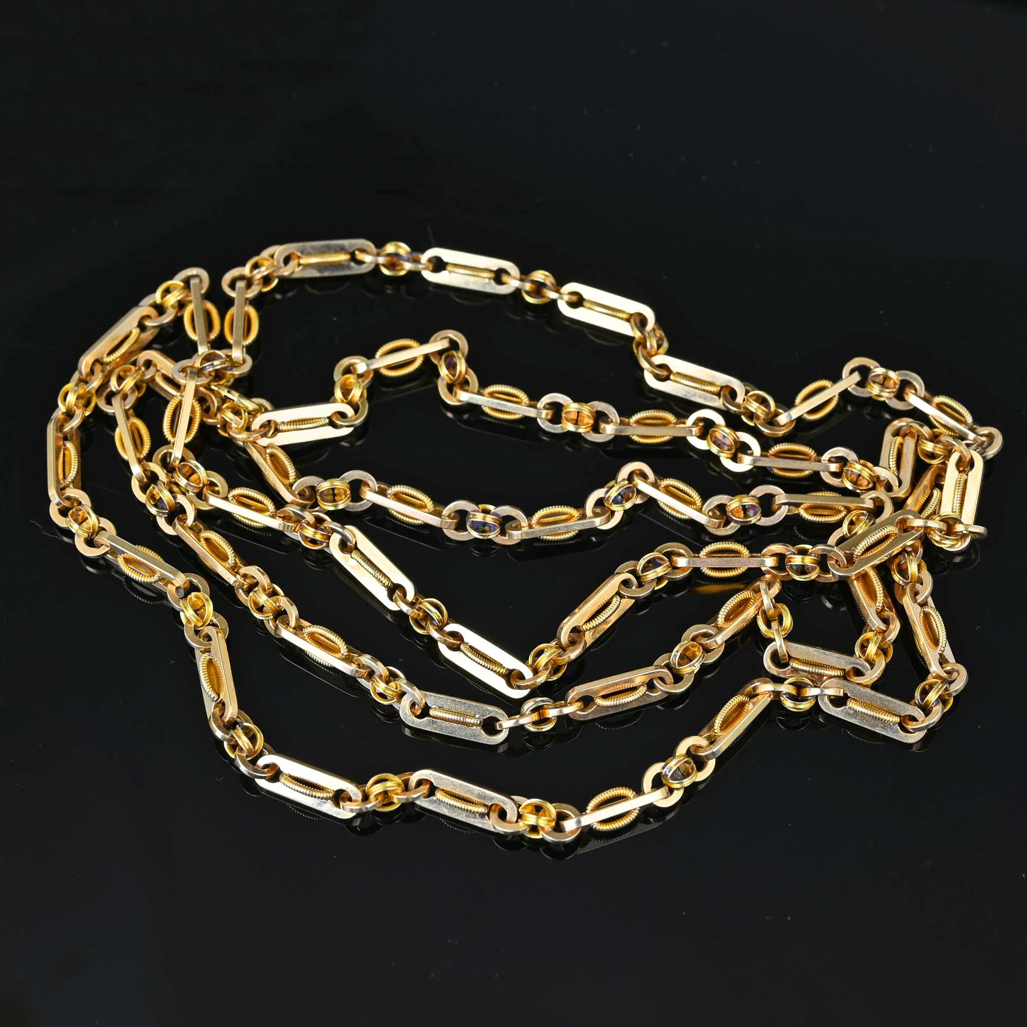 DEPOSIT Antique Fancy Link 14K Gold Chain Necklace, 40.9 gms