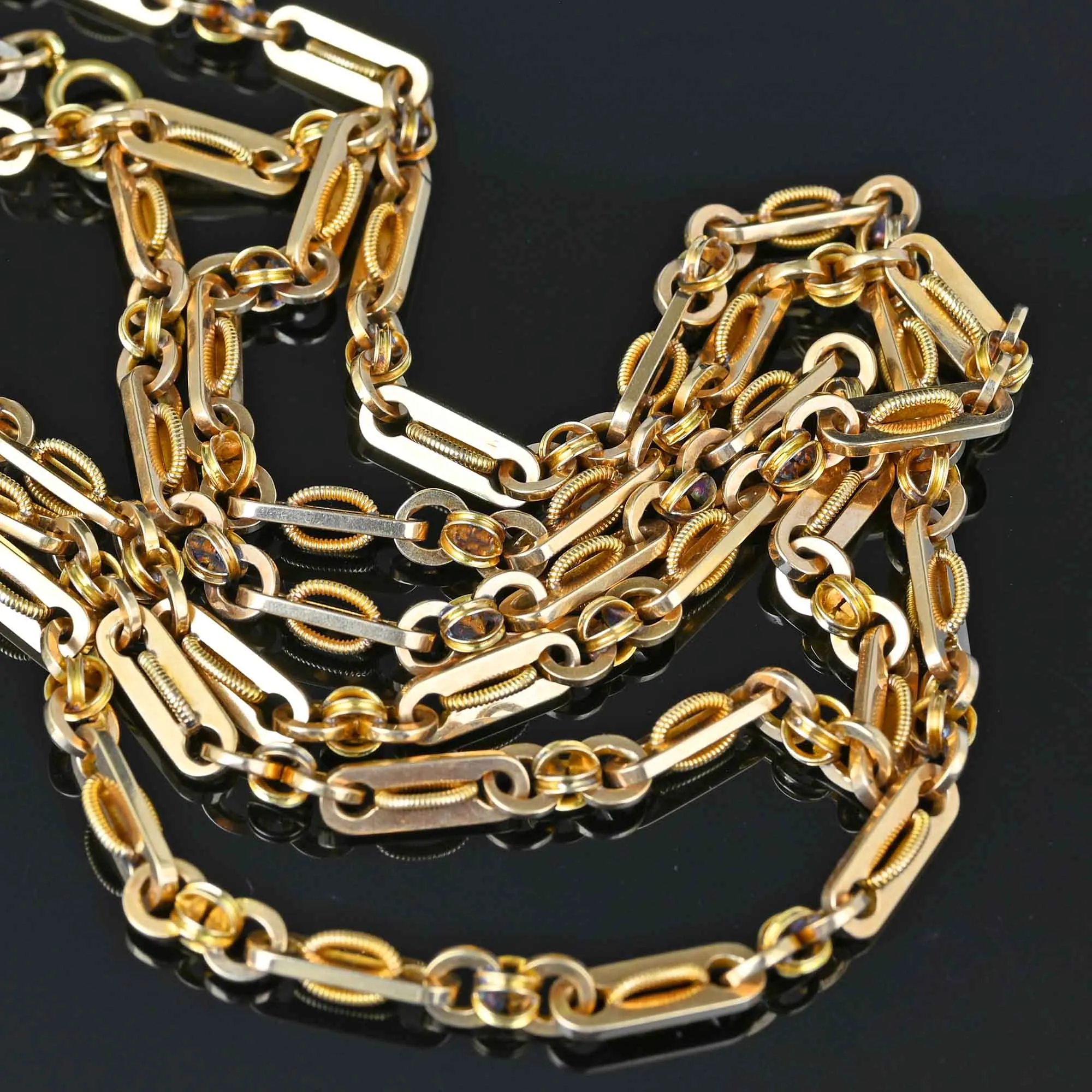 DEPOSIT Antique Fancy Link 14K Gold Chain Necklace, 40.9 gms