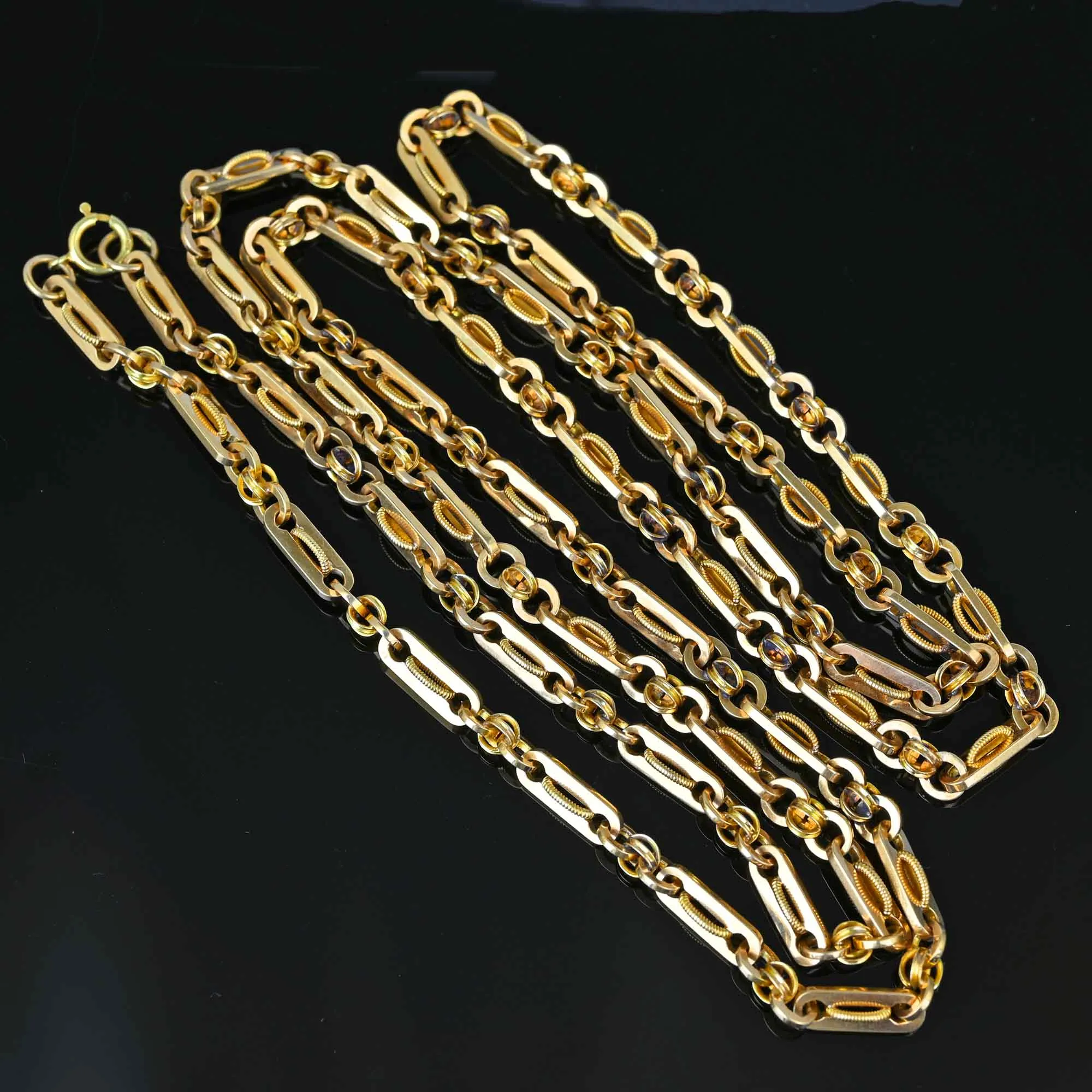 DEPOSIT Antique Fancy Link 14K Gold Chain Necklace, 40.9 gms