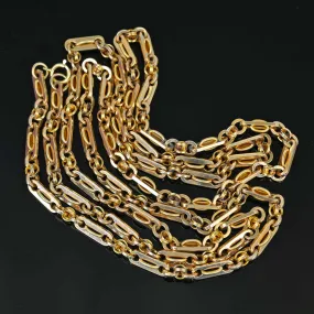 DEPOSIT Antique Fancy Link 14K Gold Chain Necklace, 40.9 gms