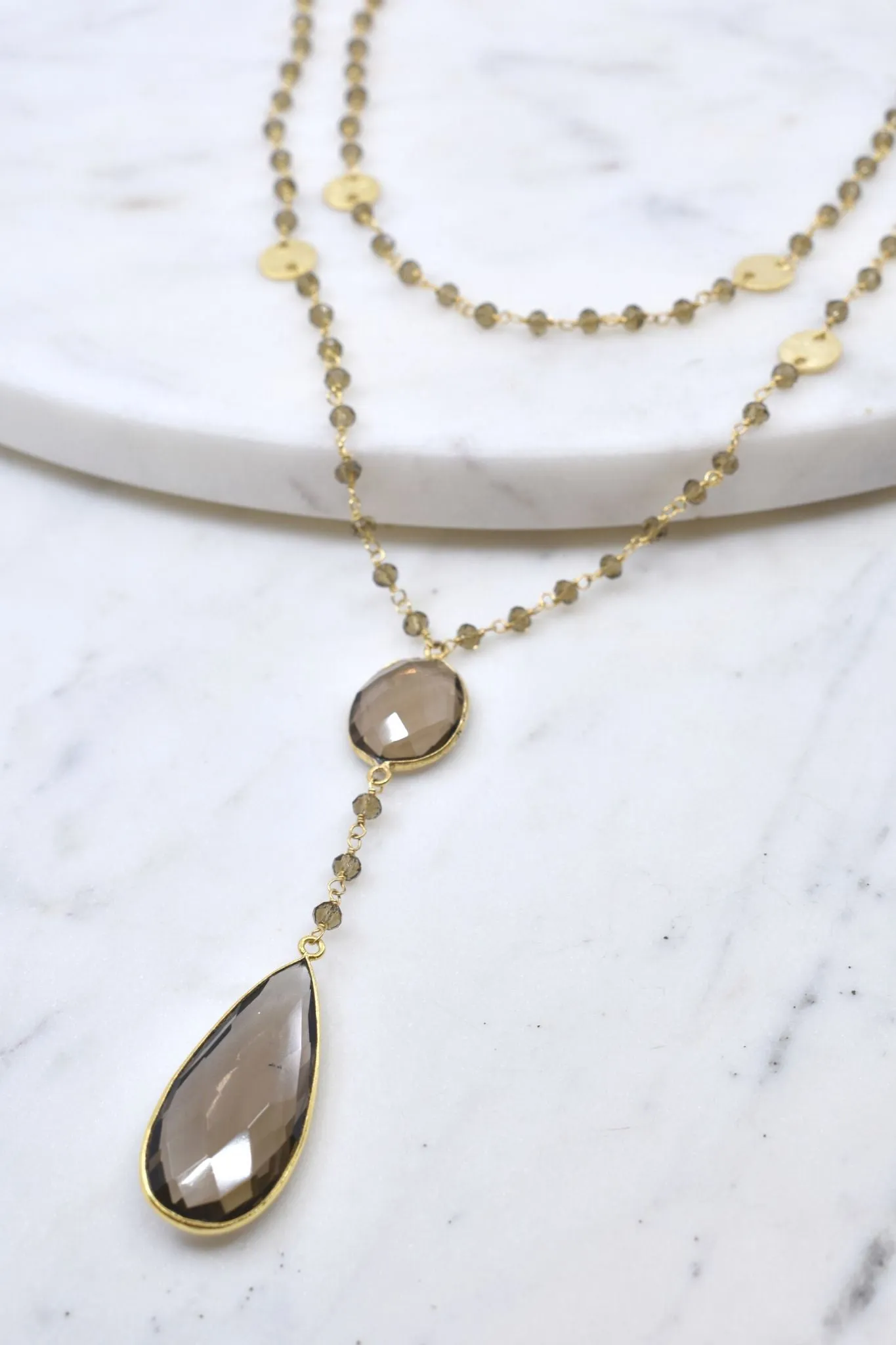 Double Diana Denmark Necklace in Smoky Quartz