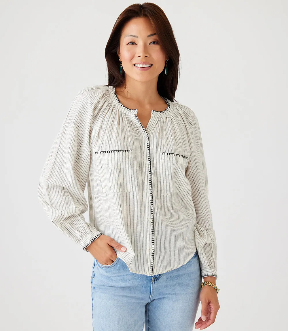 Edge Stitch Peasant Top