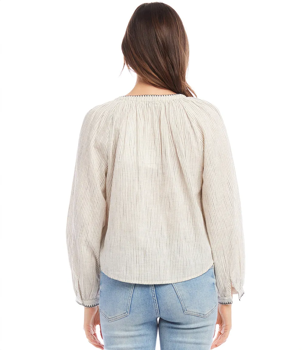 Edge Stitch Peasant Top