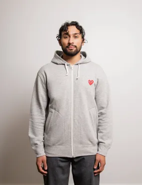 Emblem Zip Hoodie Grey/Red T168