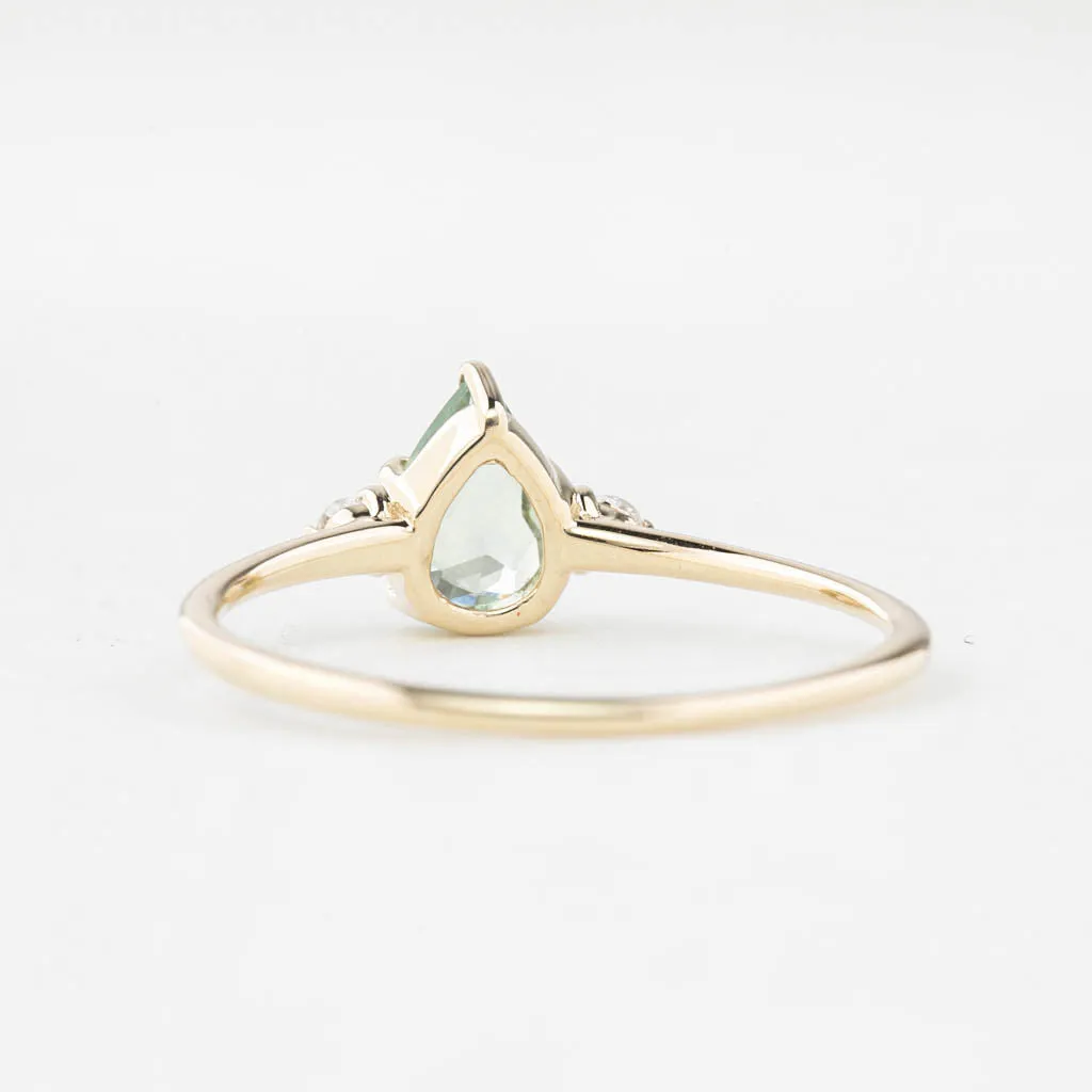 Emilie Ring 0.60ct Light Green Madagascar Sapphire, 14K Yellow Gold (One of a kind)