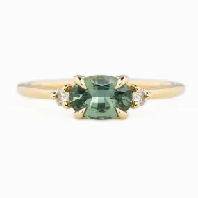 Emilie Ring 0.83ct Blue Green Madagascar Sapphire, 14k Yellow Gold (One of a kind)