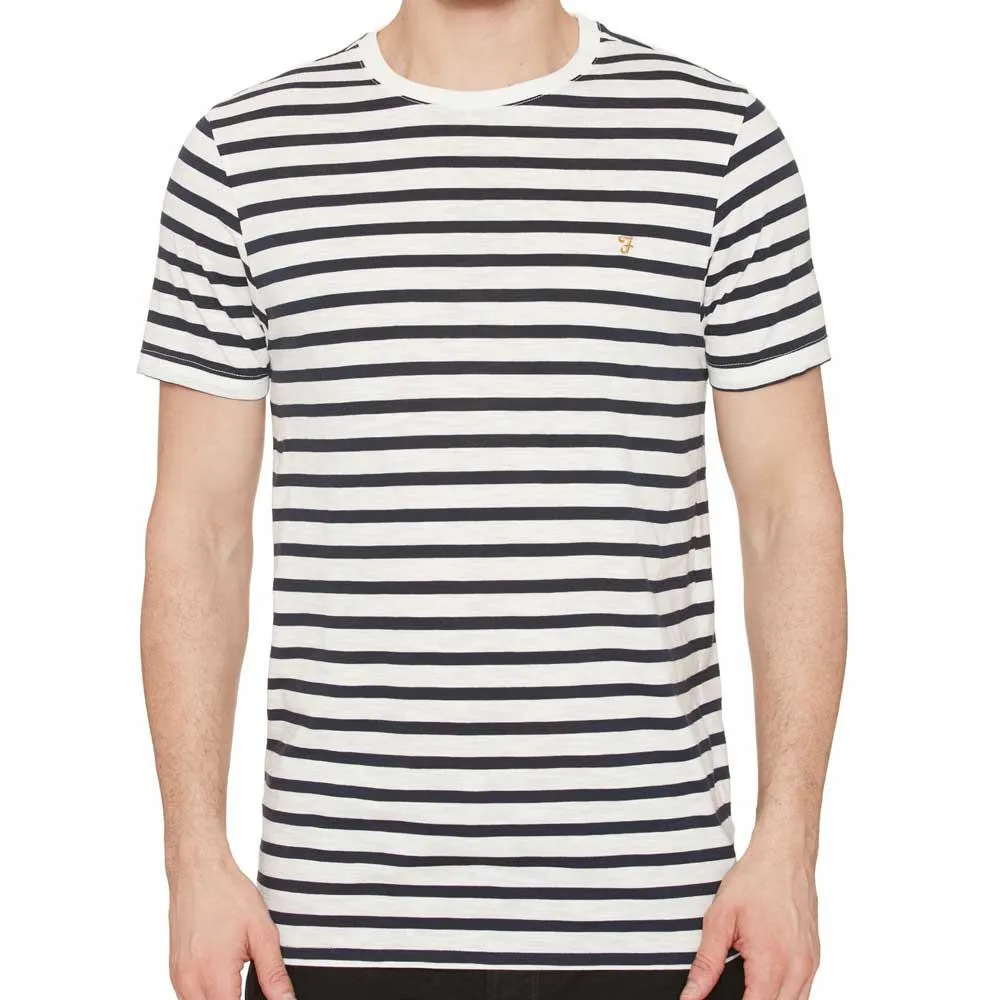 Farah Lennox Striped Logo T-Shirt Navy