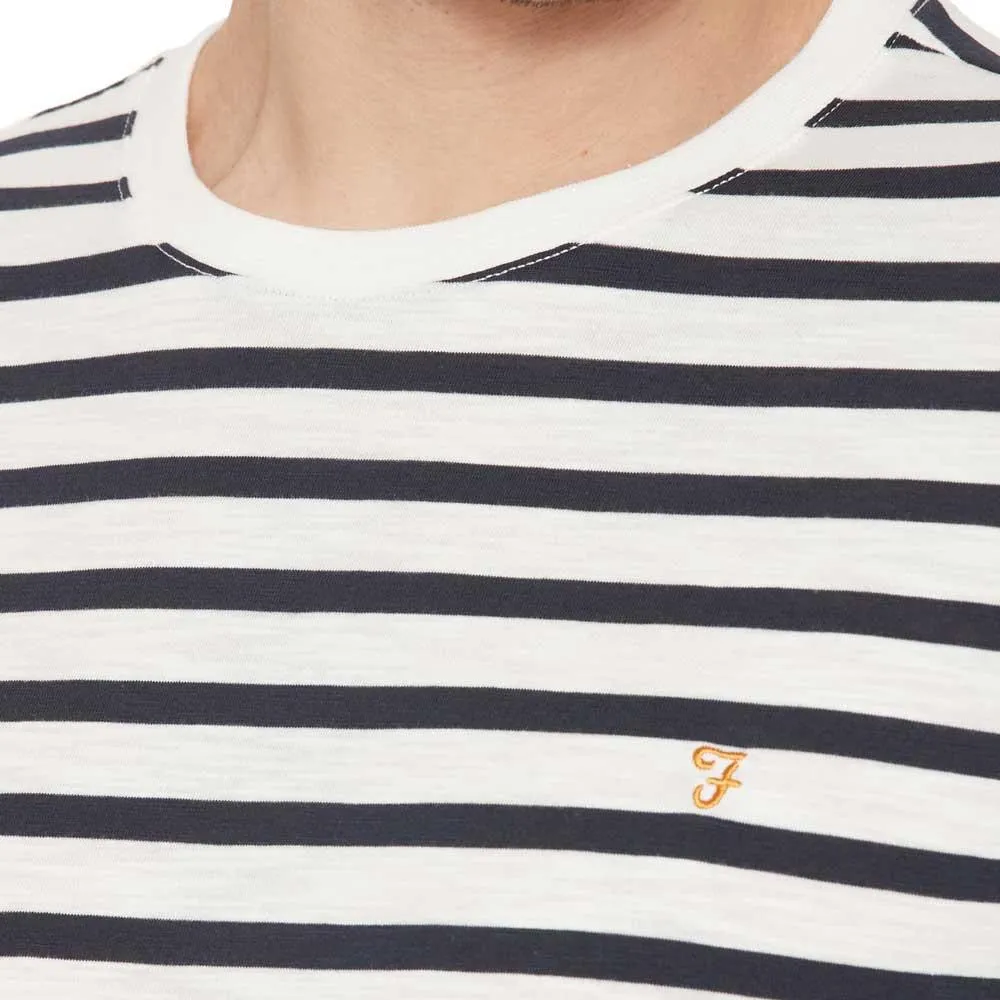 Farah Lennox Striped Logo T-Shirt Navy