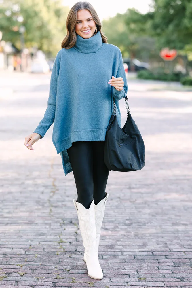 Feeling So Chipper Teal Green Cowl Neck Sweater