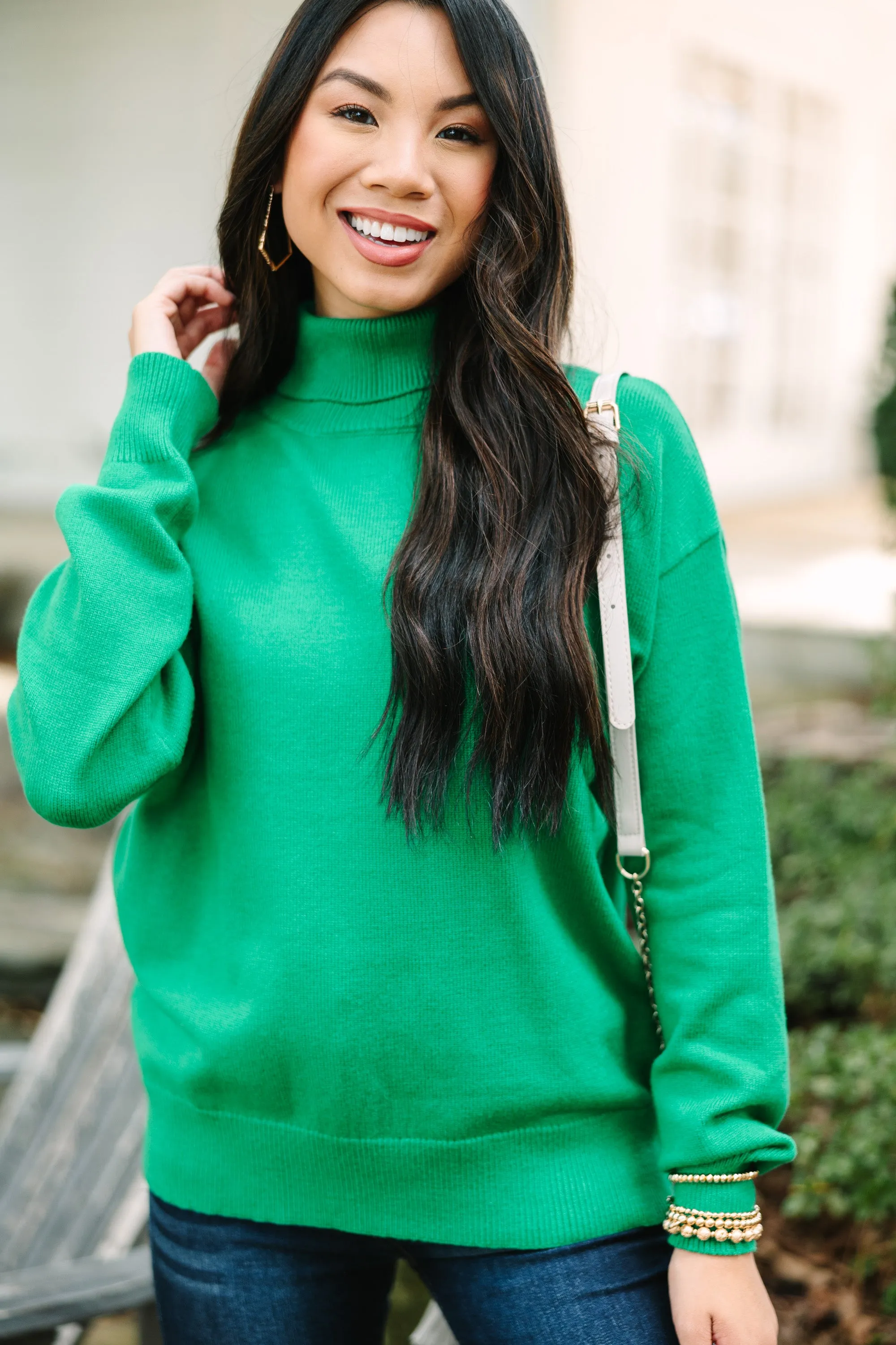 Feeling Your Best Kelly Green Turtleneck Sweater