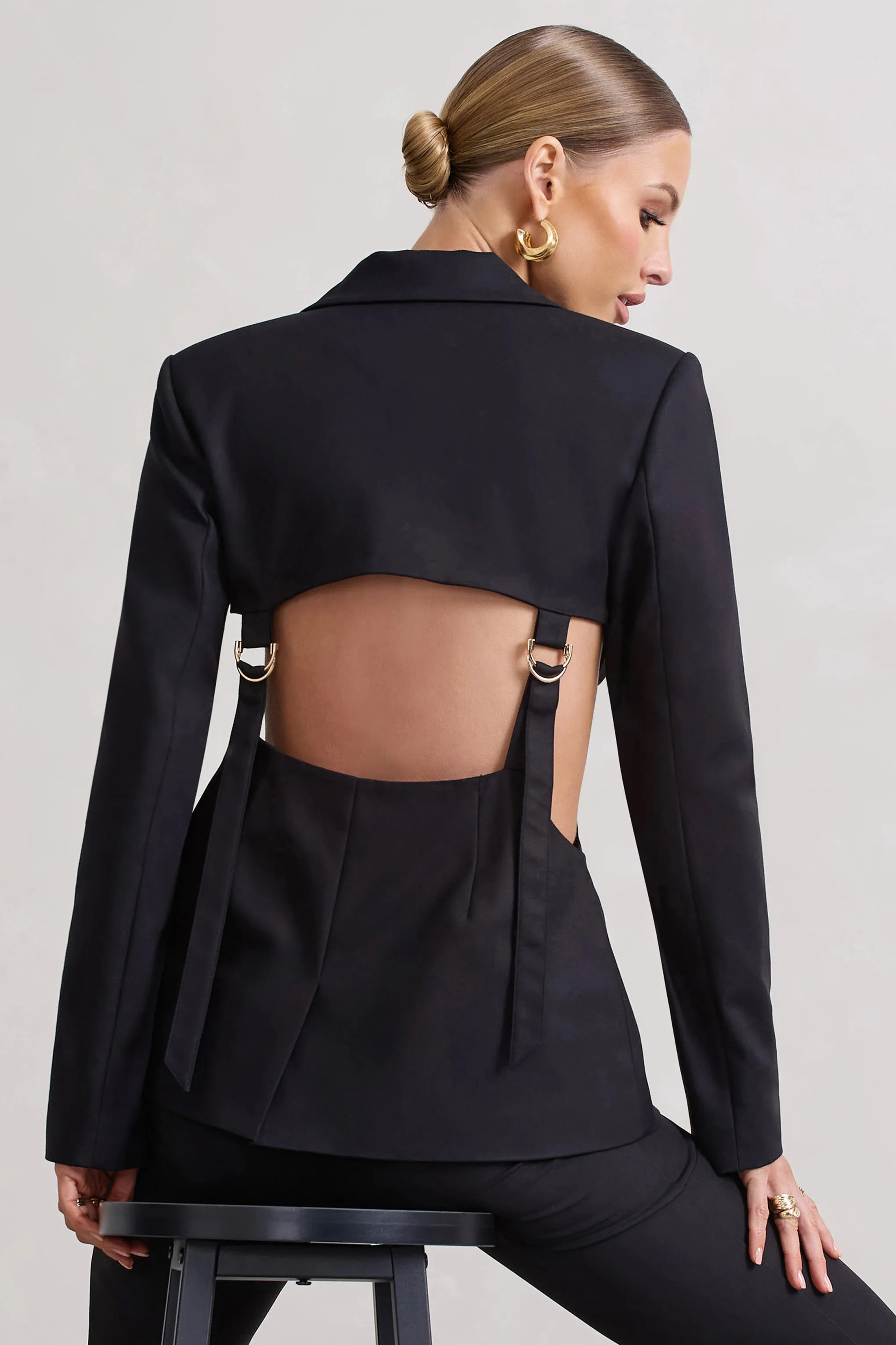 Fixation | Black Tailored Cut Out Blazer